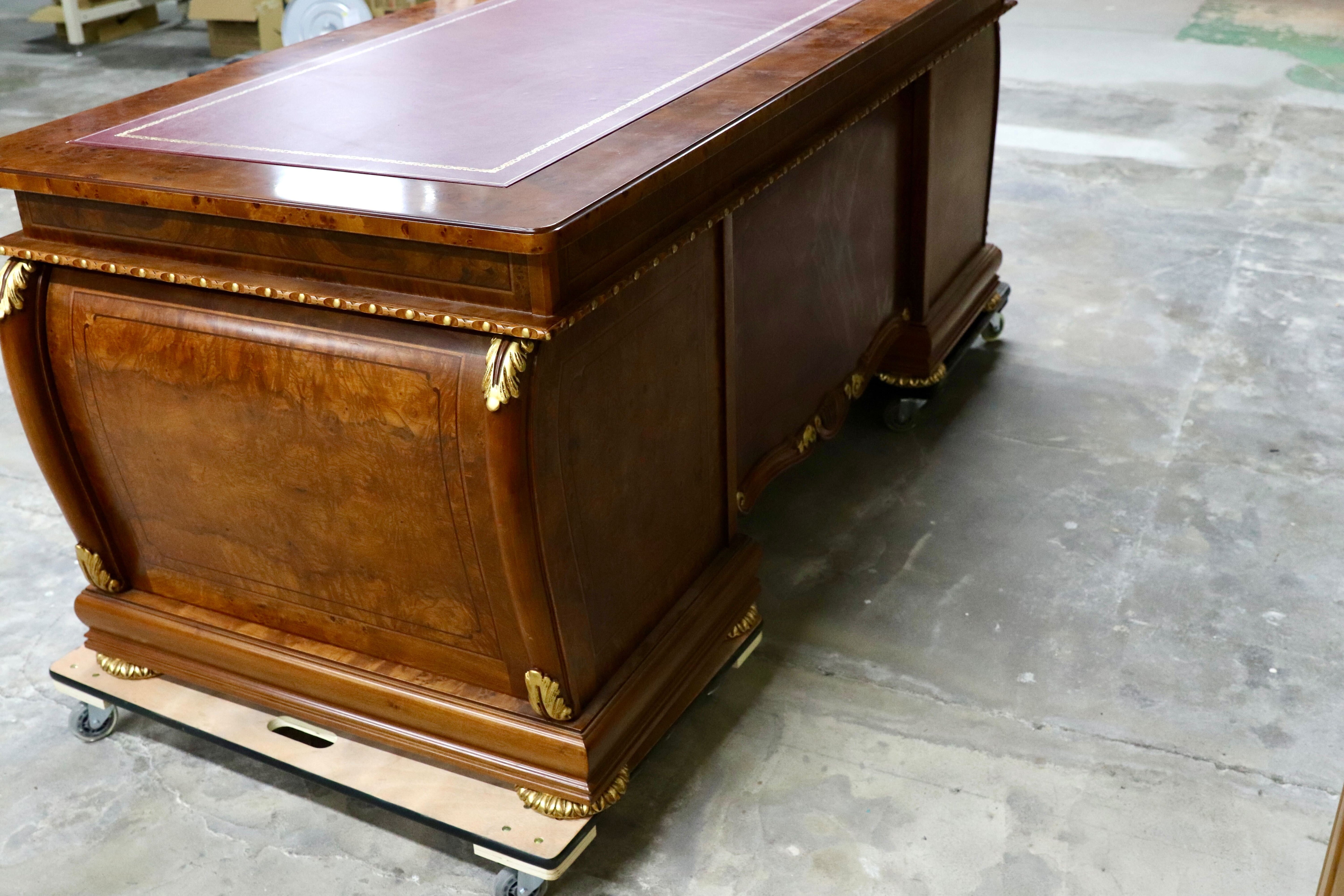 GMIK577○イタリア製 プレジデントデスク 両袖机 デスク 社長机 役員机 書斎机 クラシック ロココ調 バロック様式 最高級 店舗什器