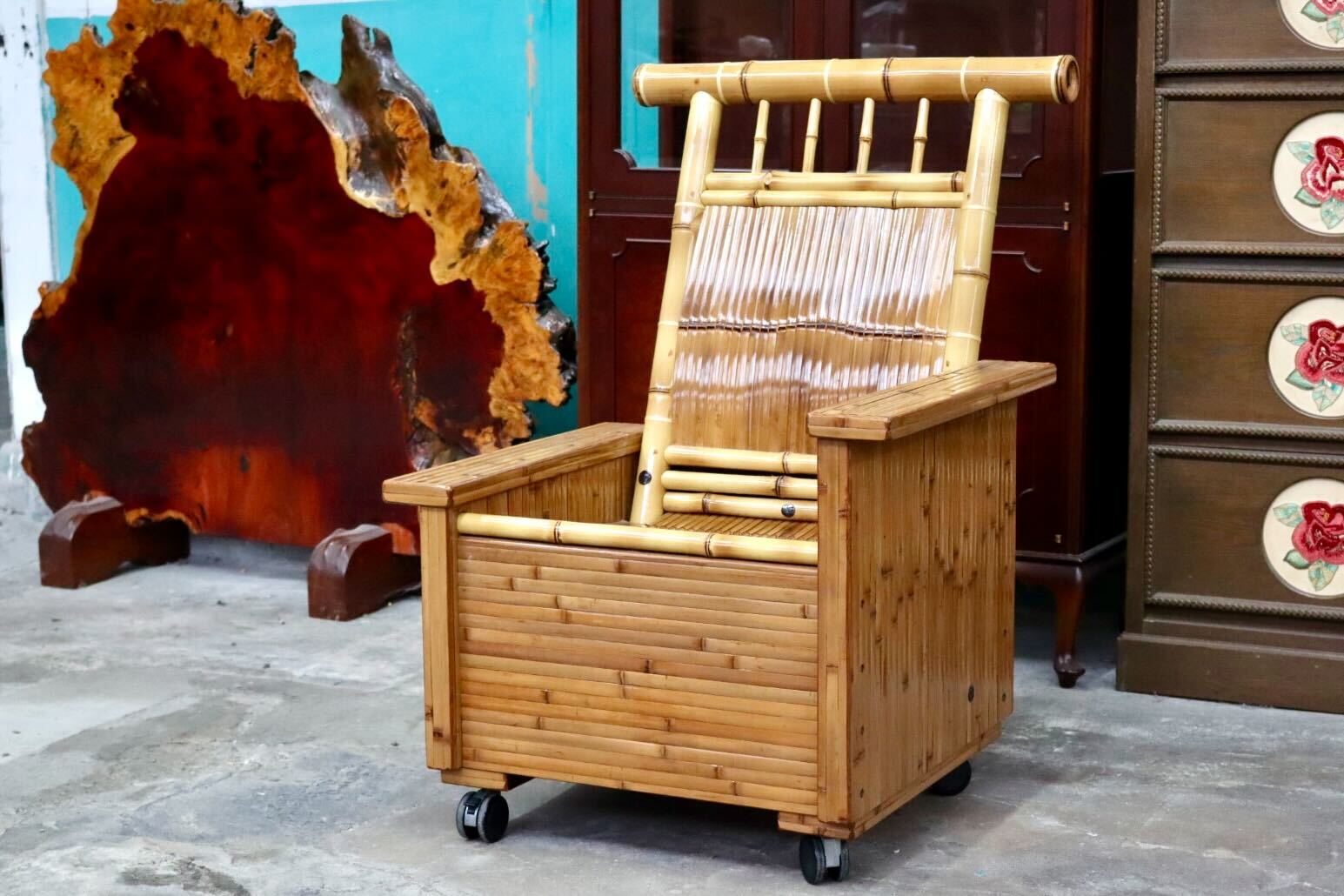 GMIH428○梅里竹芸 1人掛けソファ アームチェア 左高タイプ 高級 真竹