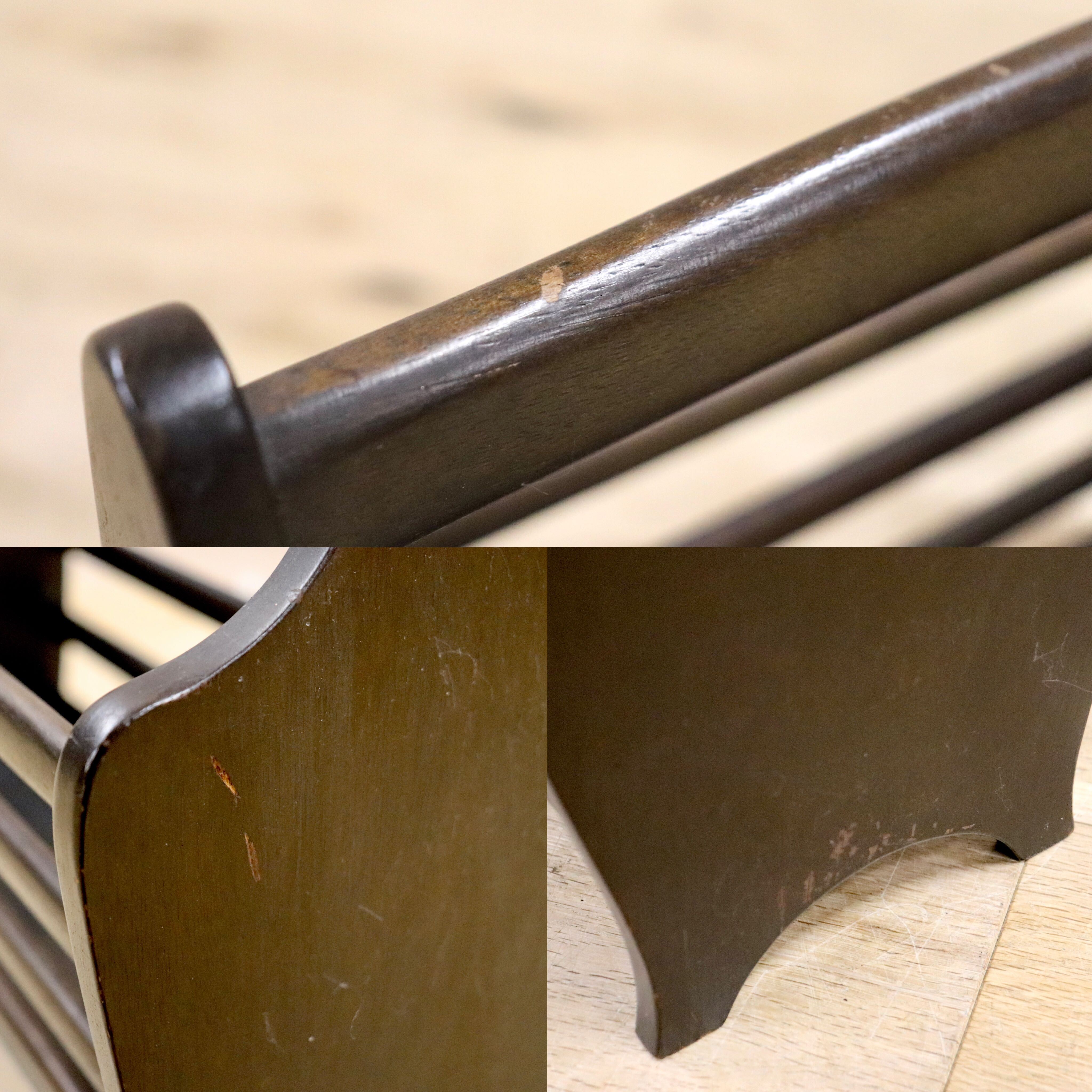 GMHH281○maruni / マルニ 孔雀 オールドマルニ マガジンラック スリッパラック 収納 レトロ ヴィンテージ 木製家具 稀少