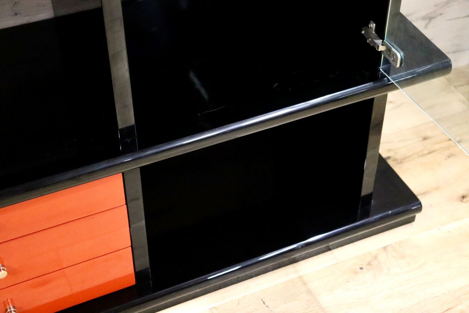 GMHS187B○輪島塗り 飾り棚 サイドボード 茶箪笥 茶棚 収納棚 朱色 伝統工芸 和家具 和モダン 和室 座敷 最高級 アンティーク 検)モリシゲ