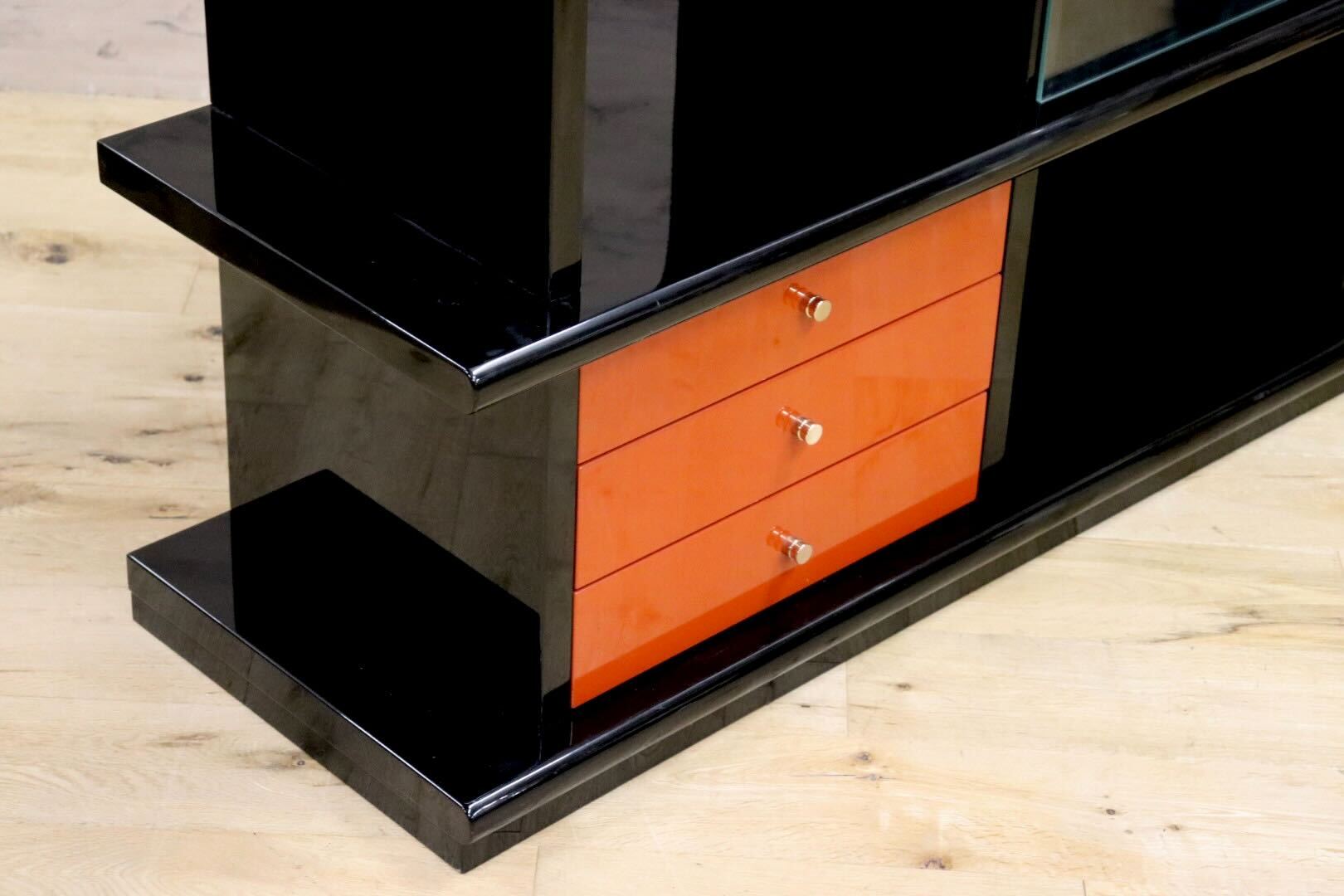 GMHS187B○輪島塗り 飾り棚 サイドボード 茶箪笥 茶棚 収納棚 朱色 伝統工芸 和家具 和モダン 和室 座敷 最高級 アンティーク 検)モリシゲ