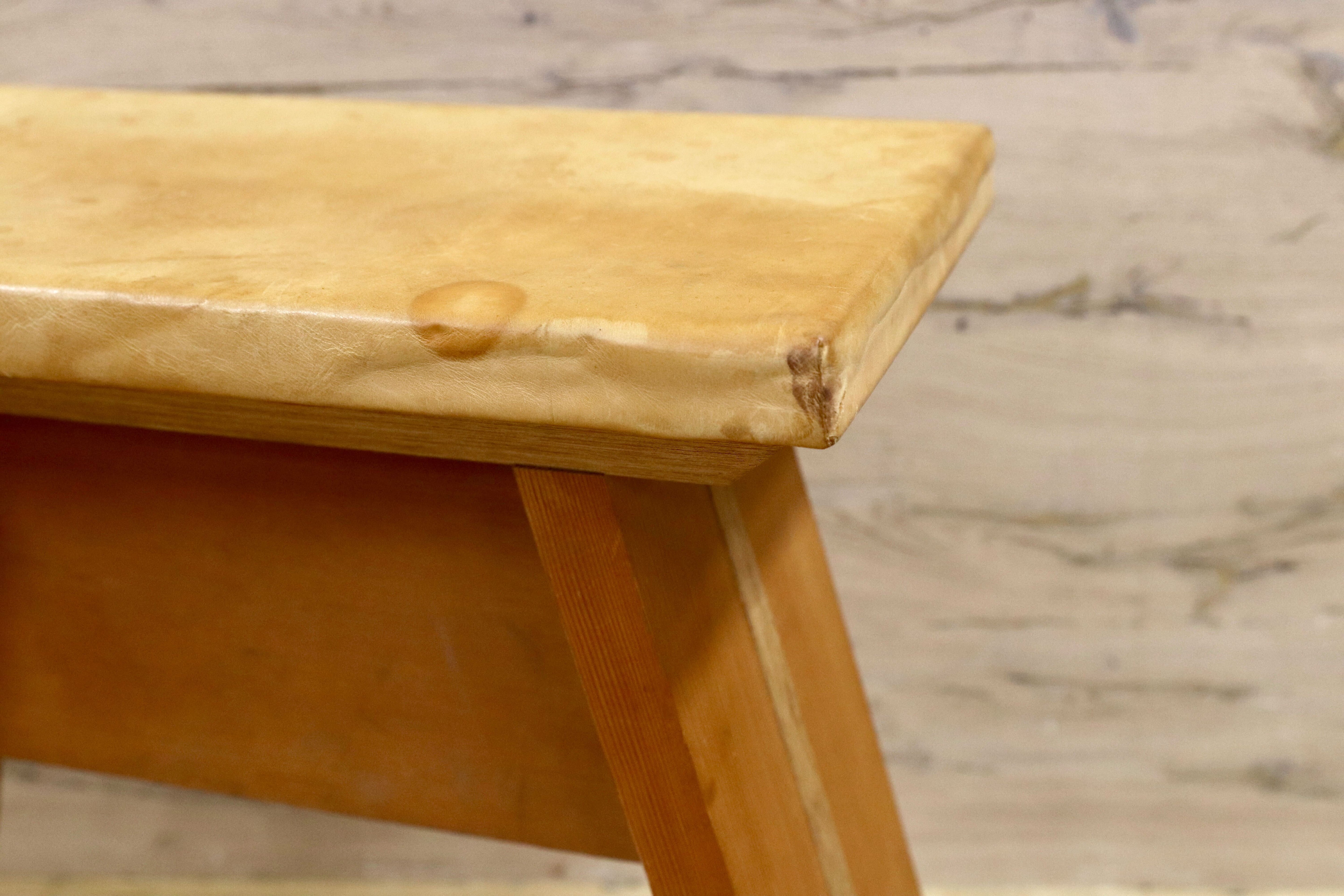 GMHS66○アンティーク スツール 椅子 革張り ヌメ革 オブジェ インテリア