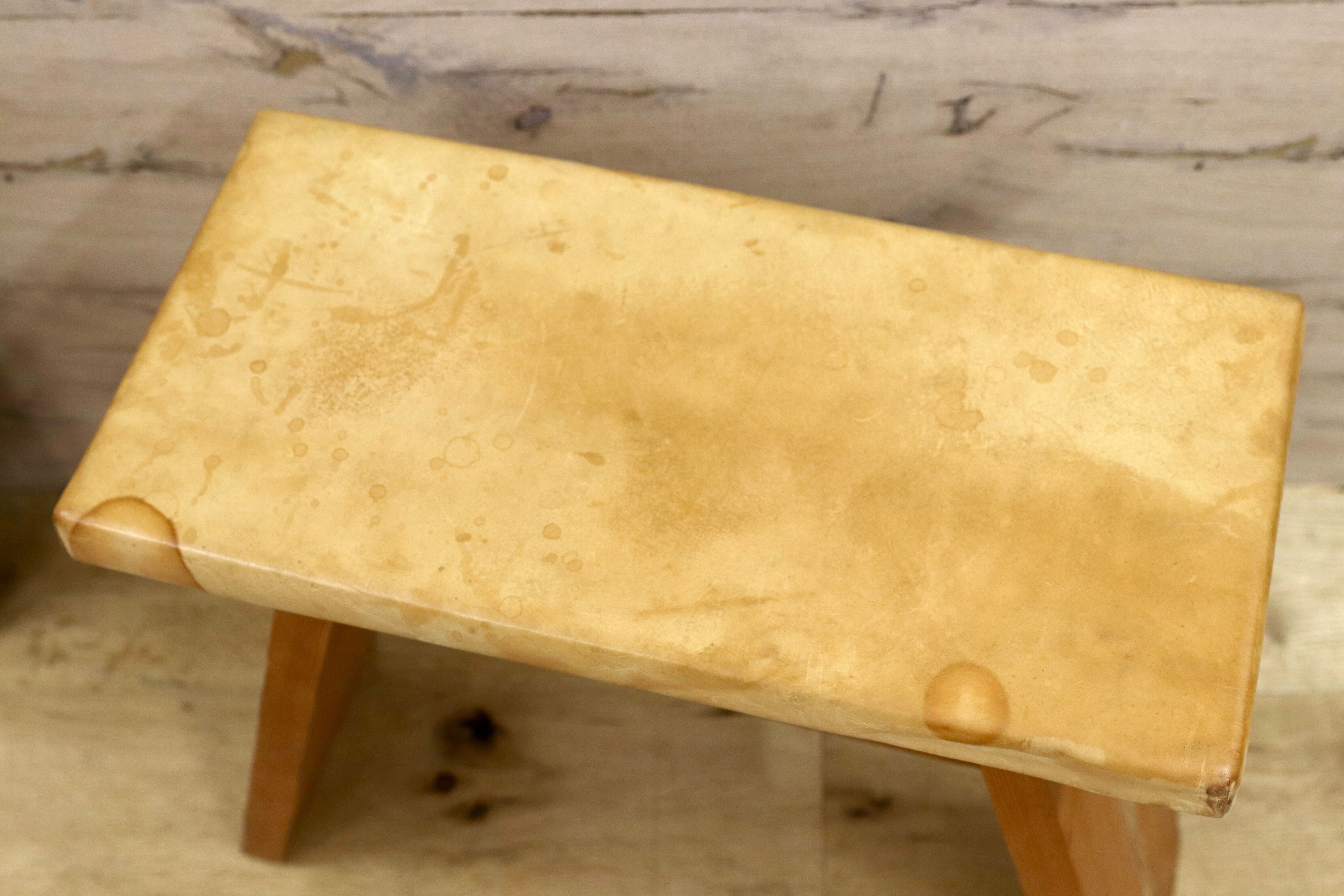 GMHS66○アンティーク スツール 椅子 革張り ヌメ革 オブジェ インテリア