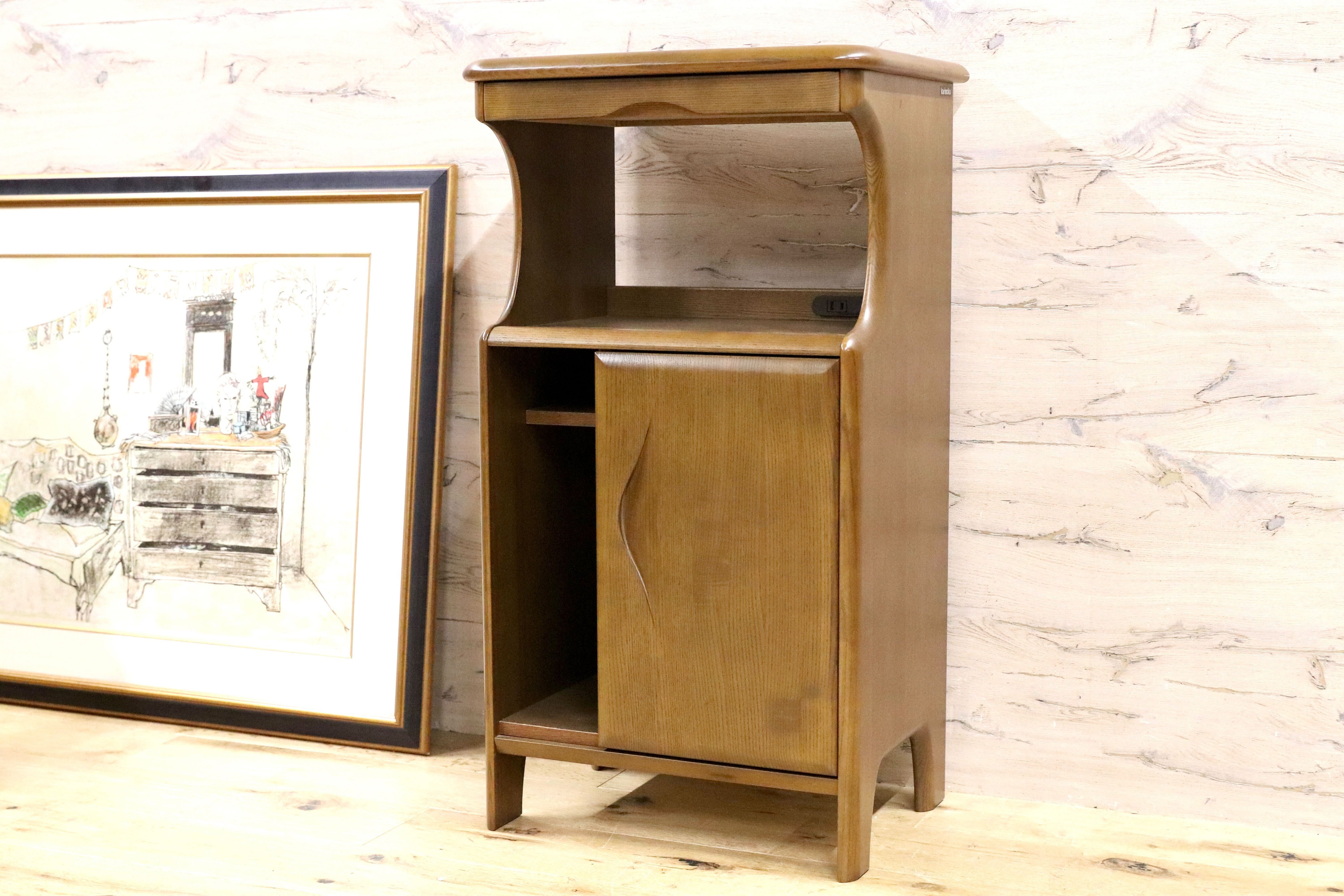 GMHK77○karimoku / カリモク 電話台 FAX台 リビング収納 小物入れ チェスト レトロ 国産家具