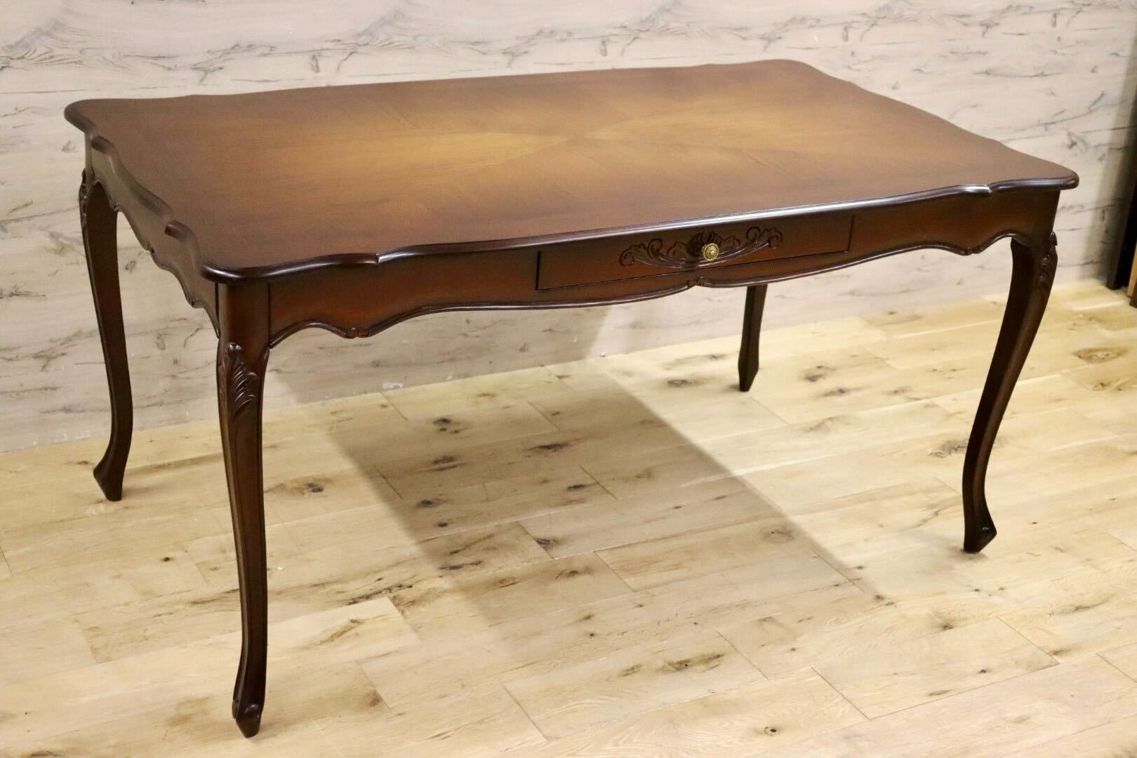 GMIH303○アンティーク調 ダイニングテーブル 食卓テーブル 作業台 猫脚 彫刻 ヨーロピアン マホガニー クラシック