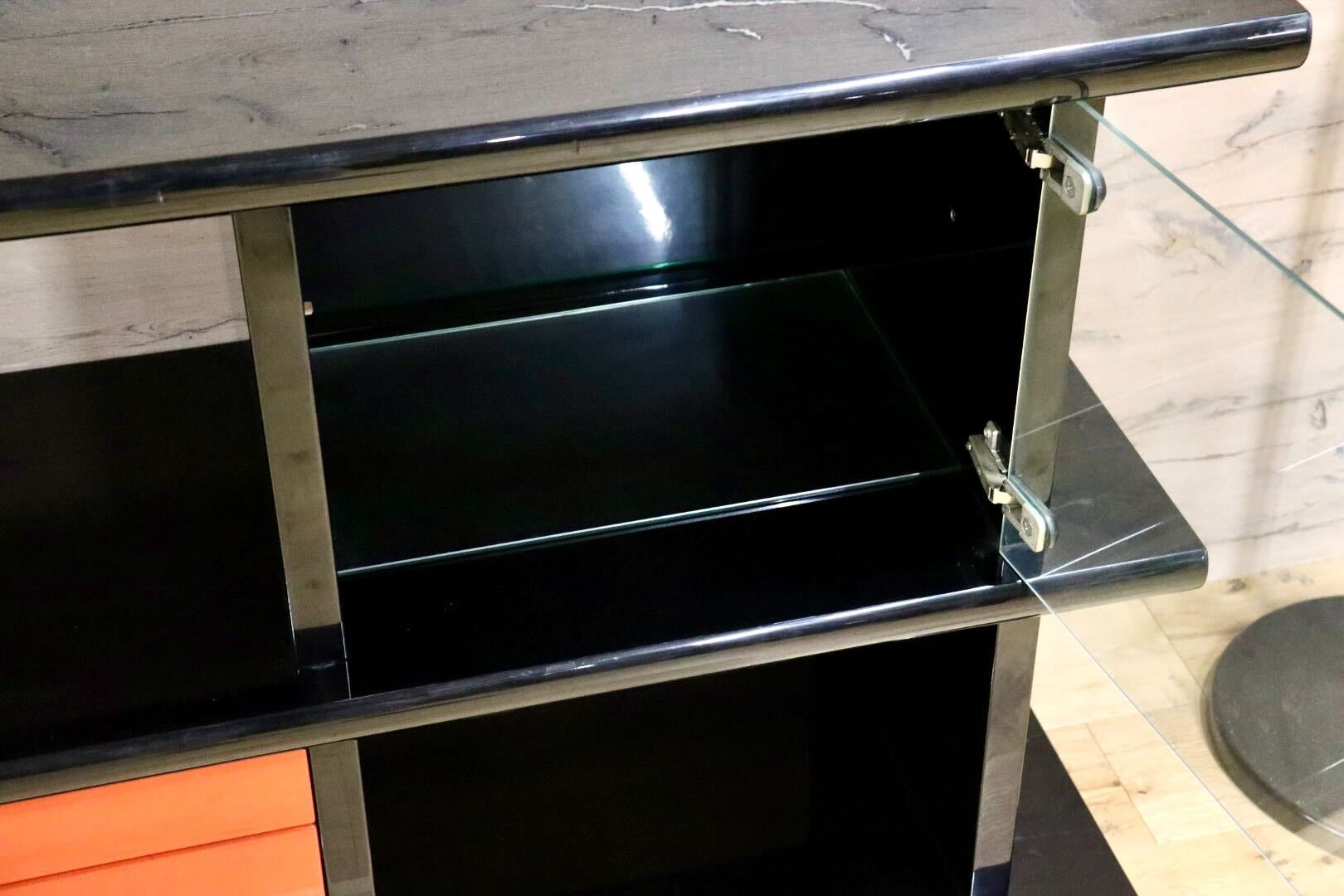 GMHS187C○輪島塗り 飾り棚 サイドボード 茶箪笥 茶棚 収納棚 朱色 伝統工芸 和家具 和モダン 和室 座敷 最高級 アンティーク 検)モリシゲ