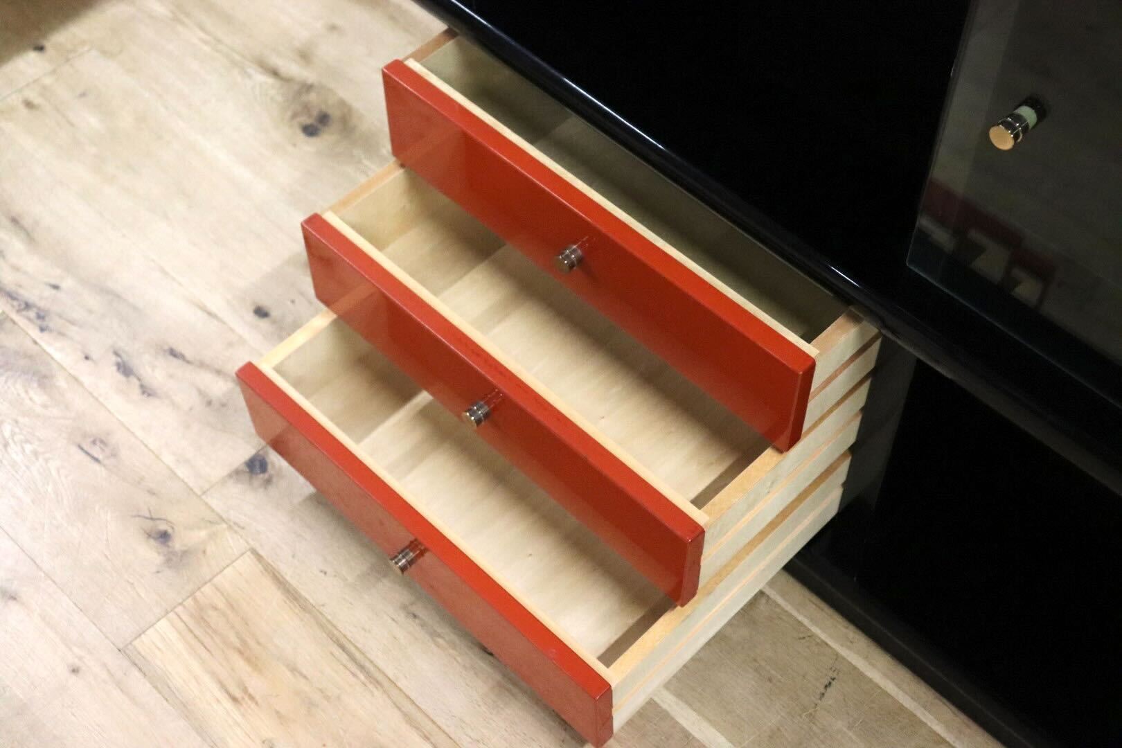 GMHS187C○輪島塗り 飾り棚 サイドボード 茶箪笥 茶棚 収納棚 朱色 伝統工芸 和家具 和モダン 和室 座敷 最高級 アンティーク 検)モリシゲ