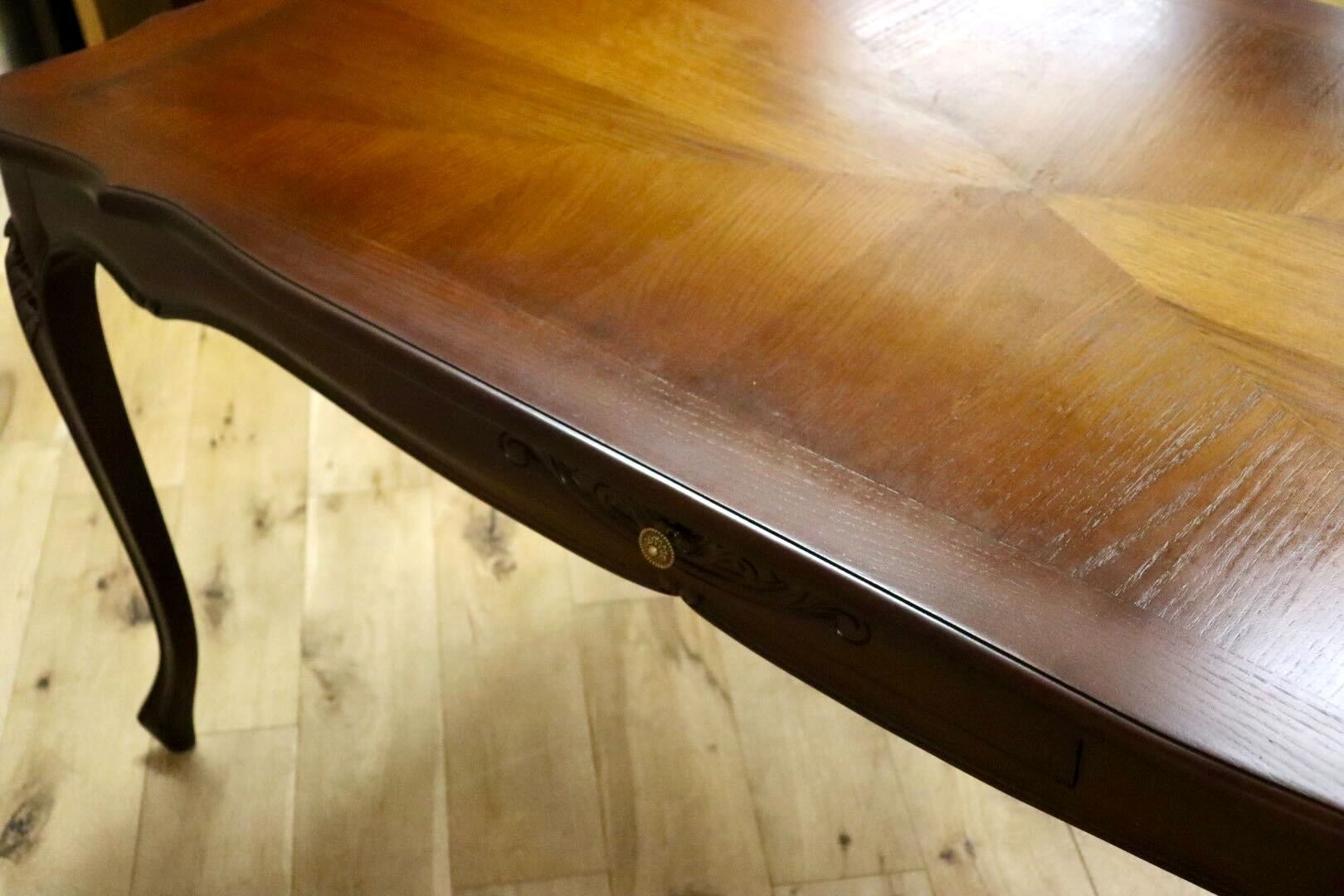 GMIH303○アンティーク調 ダイニングテーブル 食卓テーブル 作業台 猫脚 彫刻 ヨーロピアン マホガニー クラシック