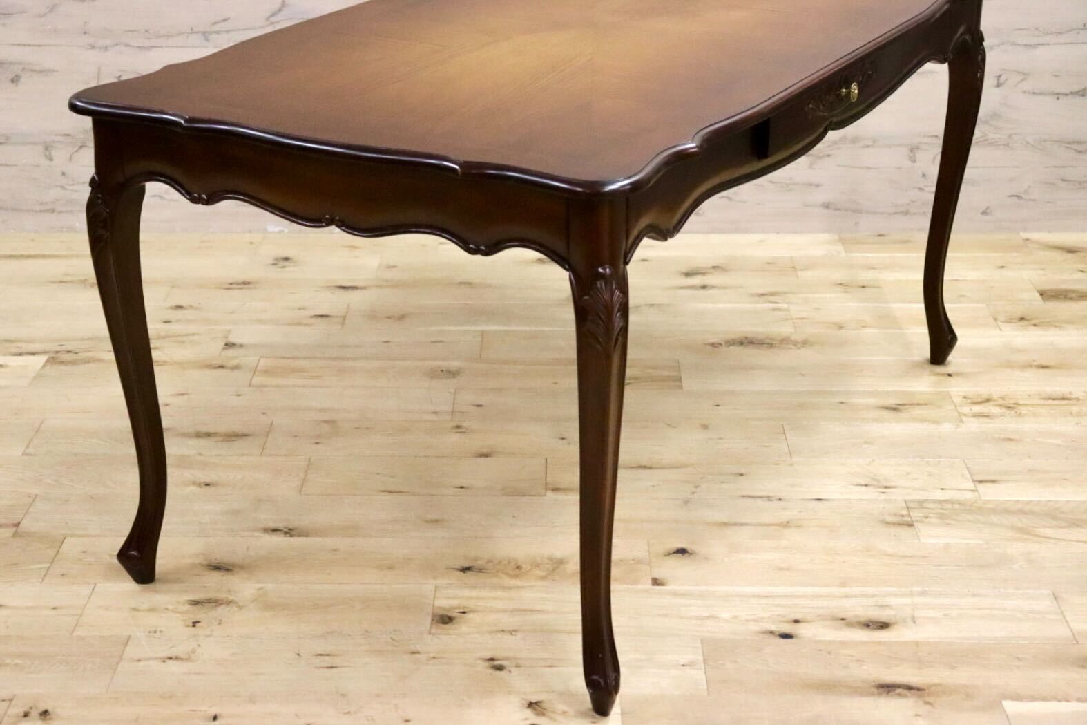 GMIH303○アンティーク調 ダイニングテーブル 食卓テーブル 作業台 猫脚 彫刻 ヨーロピアン マホガニー クラシック