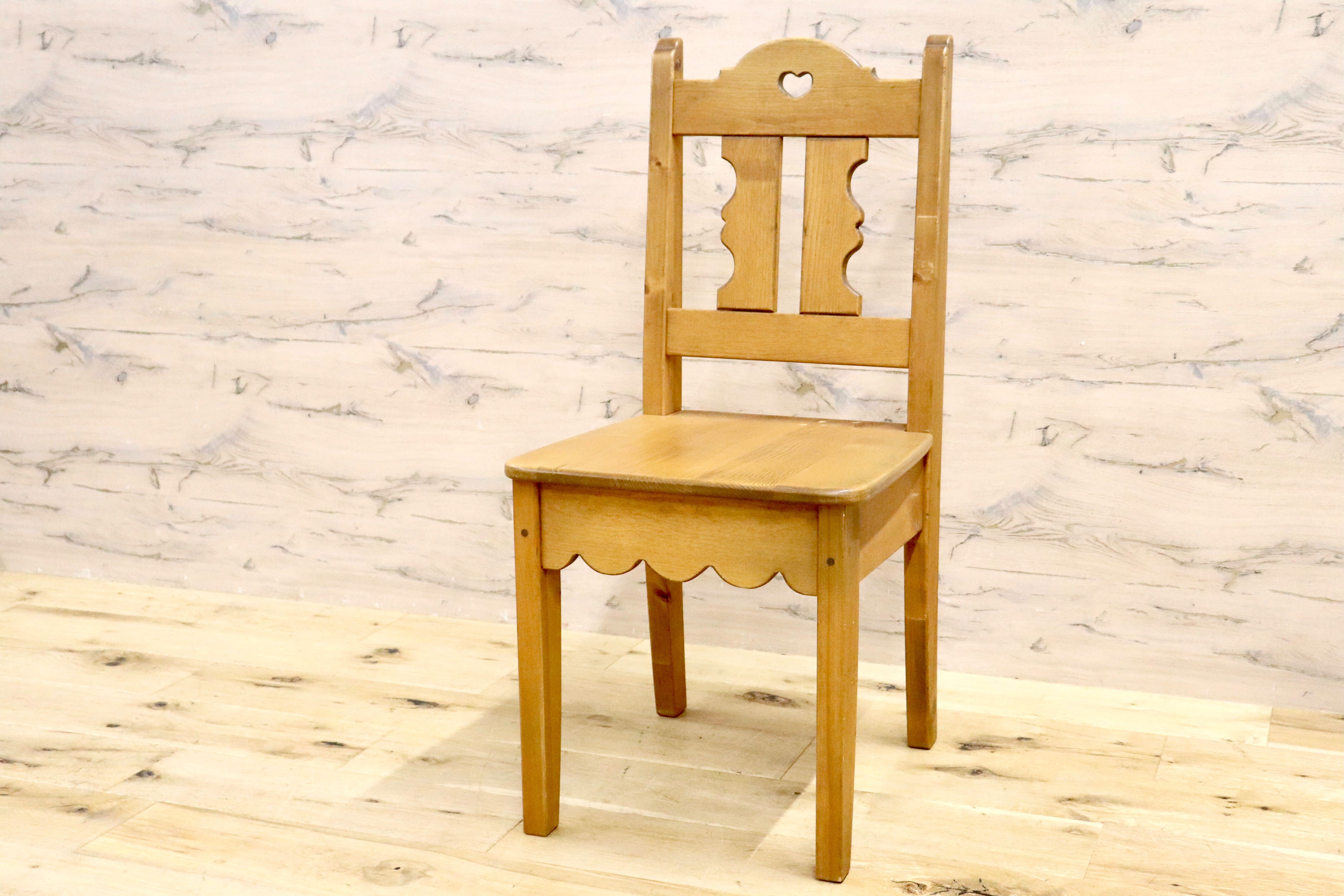 GMHK355○カントリー調 デスクチェア ダイニングチェア ハート パイン材 アーリーアメリカン 検)AUNT STELLA's アンファン 椅子