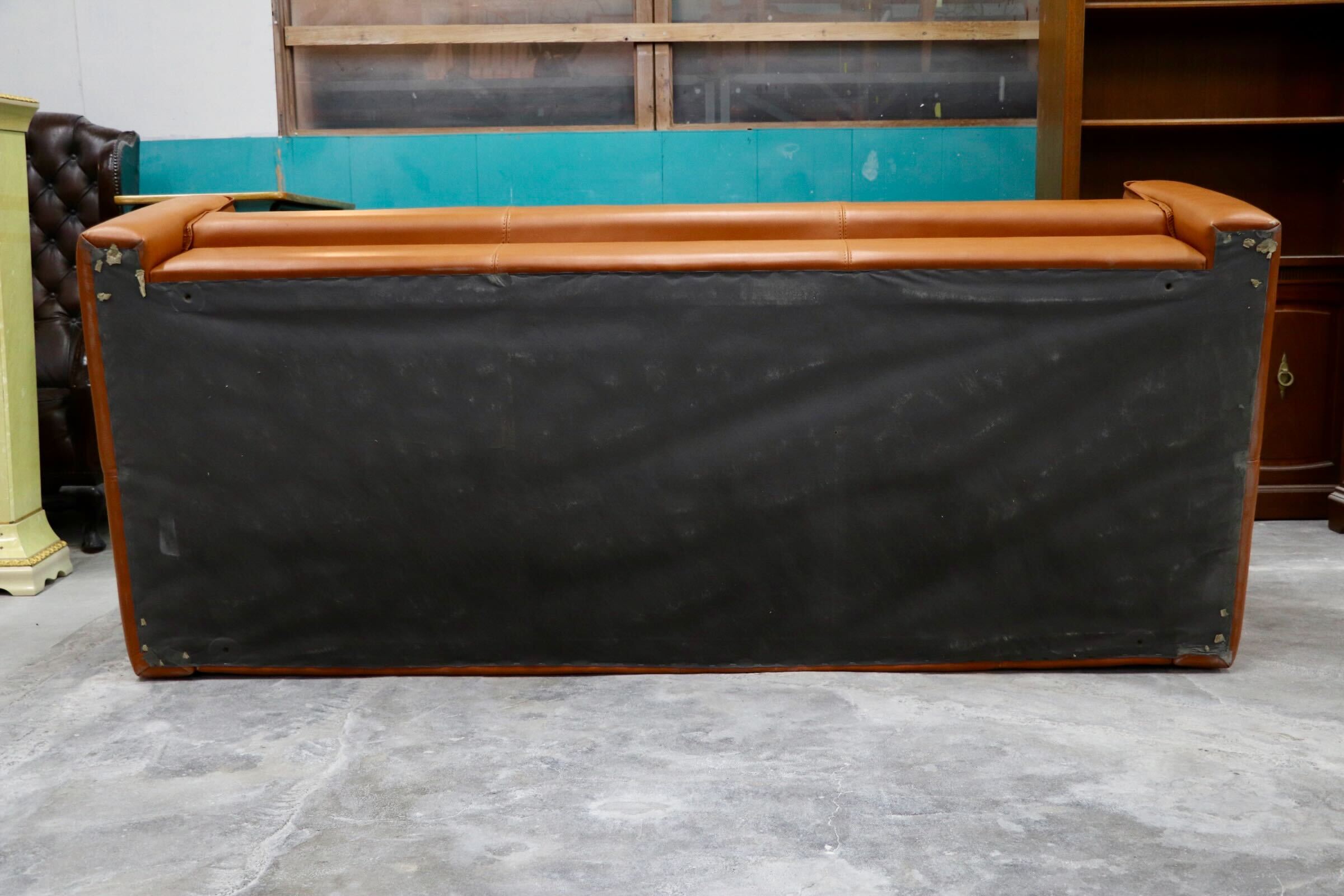 GMHK502○イタリアモダン 高級 クラシック 3人掛けソファ トリプルソファ 総革 ブラウン 長椅子 検)モビリア デセデ パオログッチ