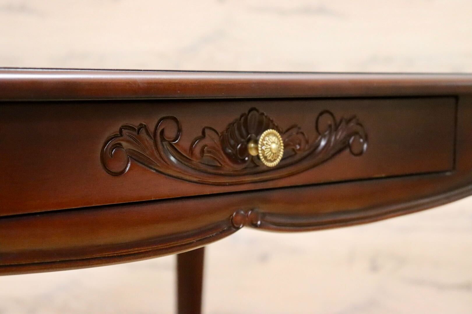 GMIH303○アンティーク調 ダイニングテーブル 食卓テーブル 作業台 猫脚 彫刻 ヨーロピアン マホガニー クラシック