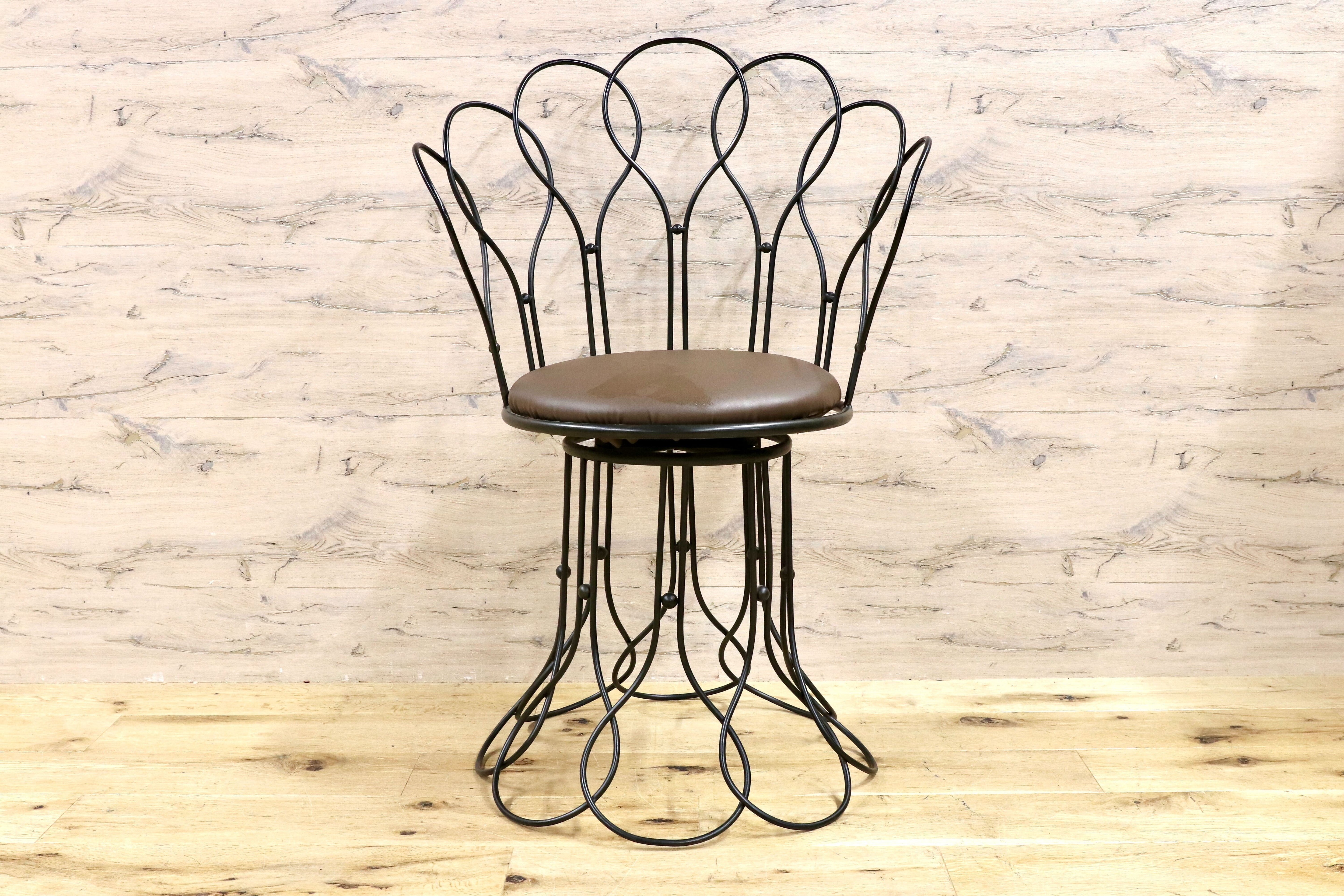 GMHS52A○トスカーナモデル メタルチェア 輸入家具 ヴィンテージ 回転チェア サイドチェア 店舗什器 インテリア オブジェ 合皮 約7.6万