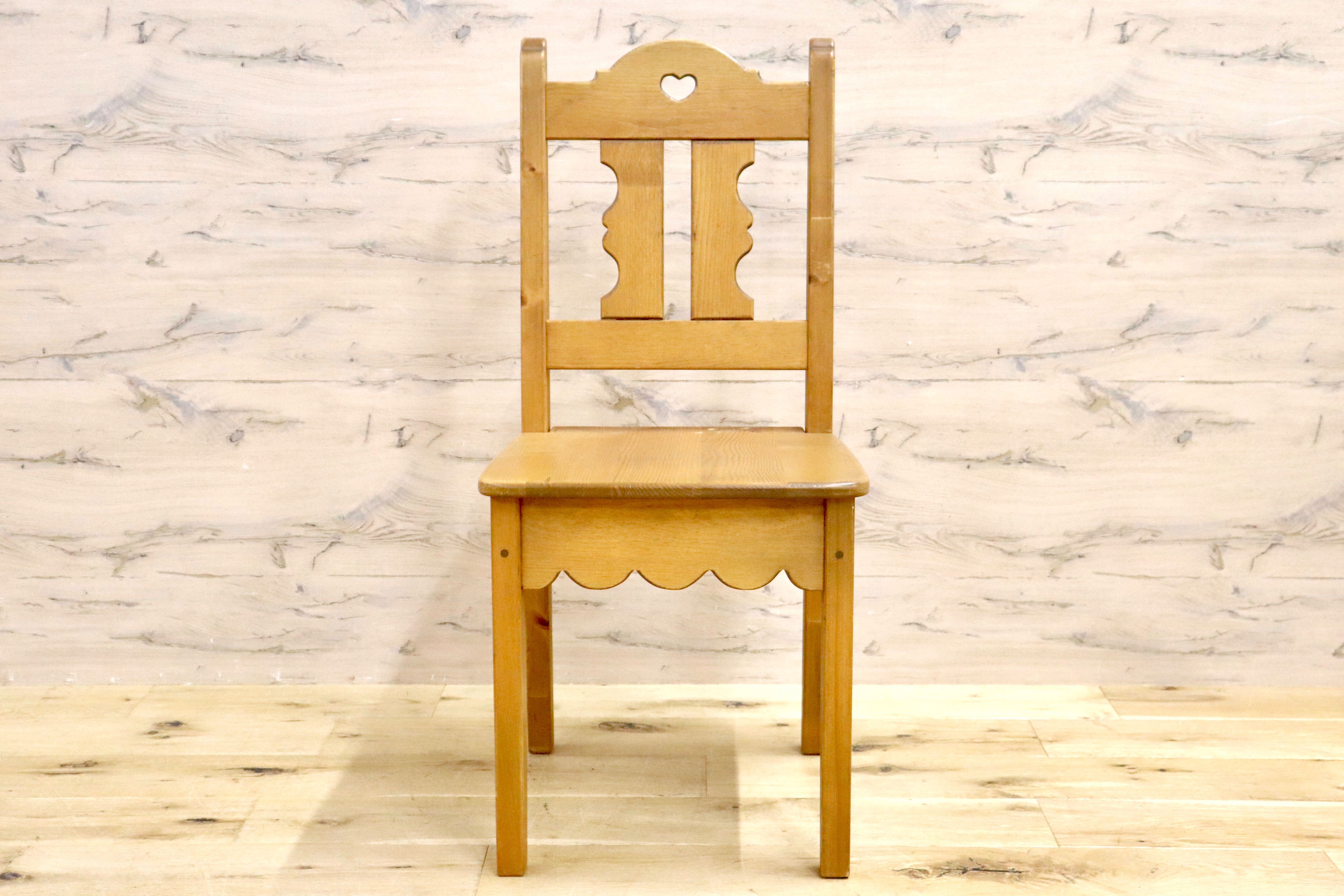 GMHK355○カントリー調 デスクチェア ダイニングチェア ハート パイン材 アーリーアメリカン 検)AUNT STELLA's アンファン 椅子