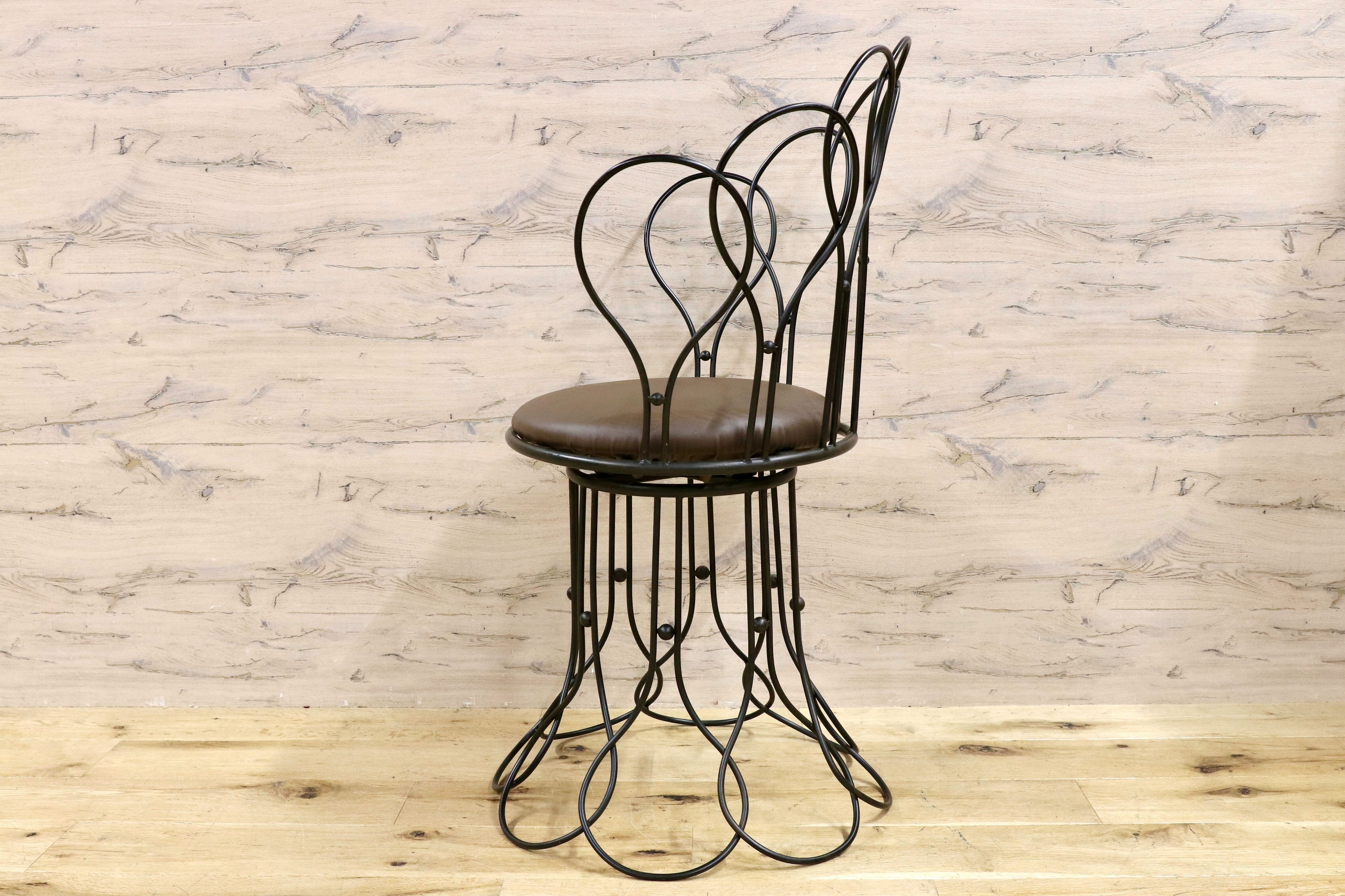 GMHS52A○トスカーナモデル メタルチェア 輸入家具 ヴィンテージ 回転チェア サイドチェア 店舗什器 インテリア オブジェ 合皮 約7.6万