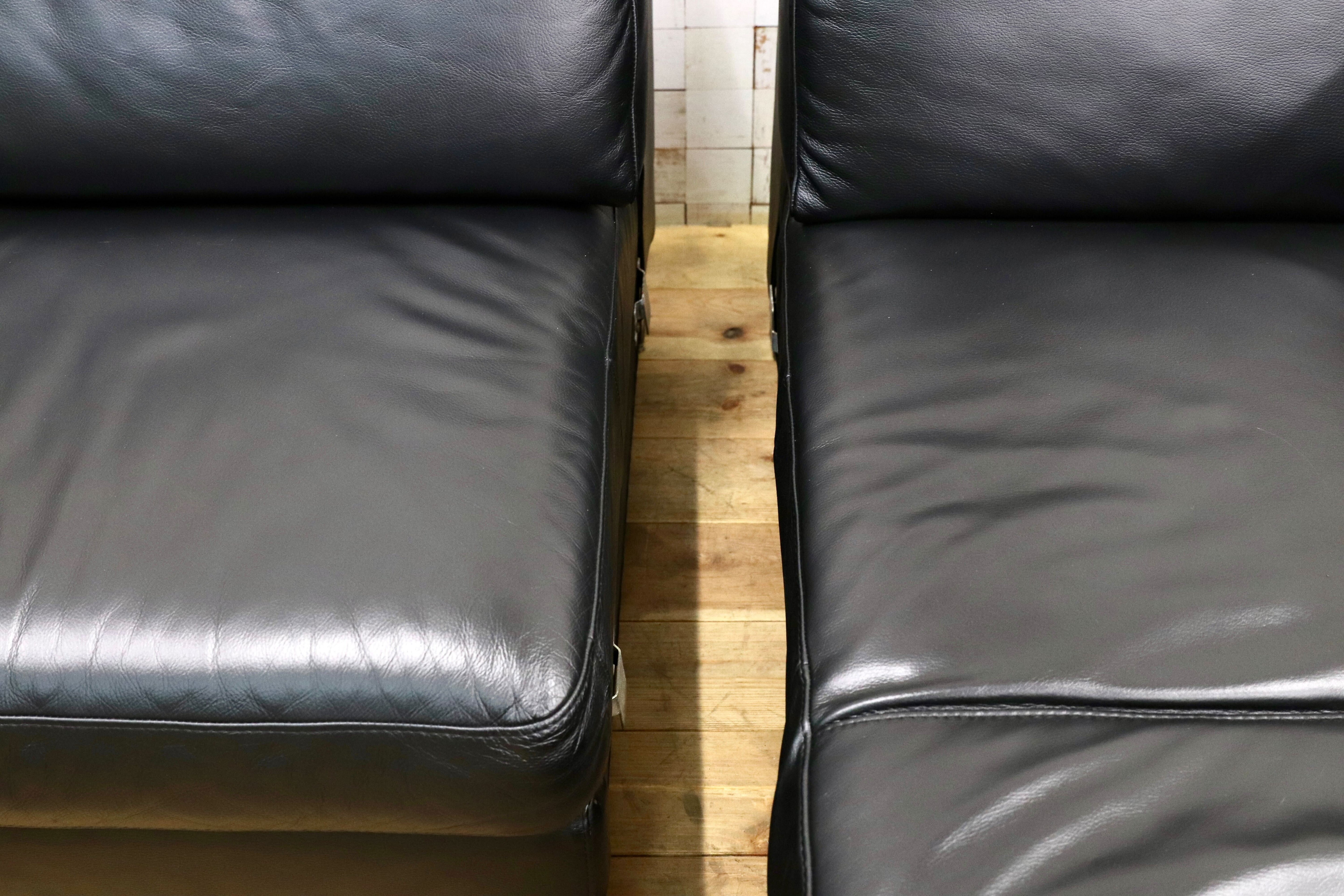 GMIH285○italsofa / イタルソファ 黒 本革 レザー イタリアモダン カウチソファ コーナーソファ ナツッジ スタイリッシュモダン