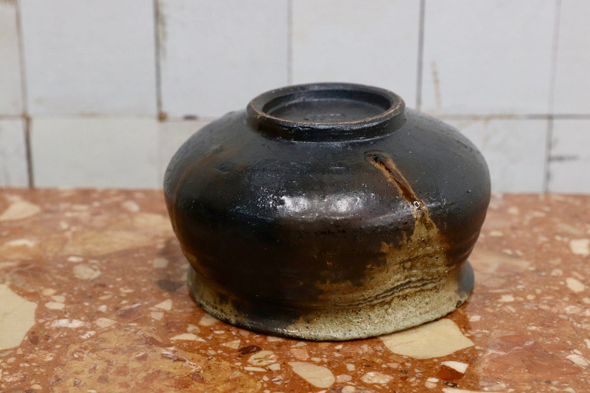 GMJH344C○備前焼 黒備前 茶碗 在銘 窯変 焼締め 茶道具 抹茶碗 茶器 古陶磁 古美術 民藝