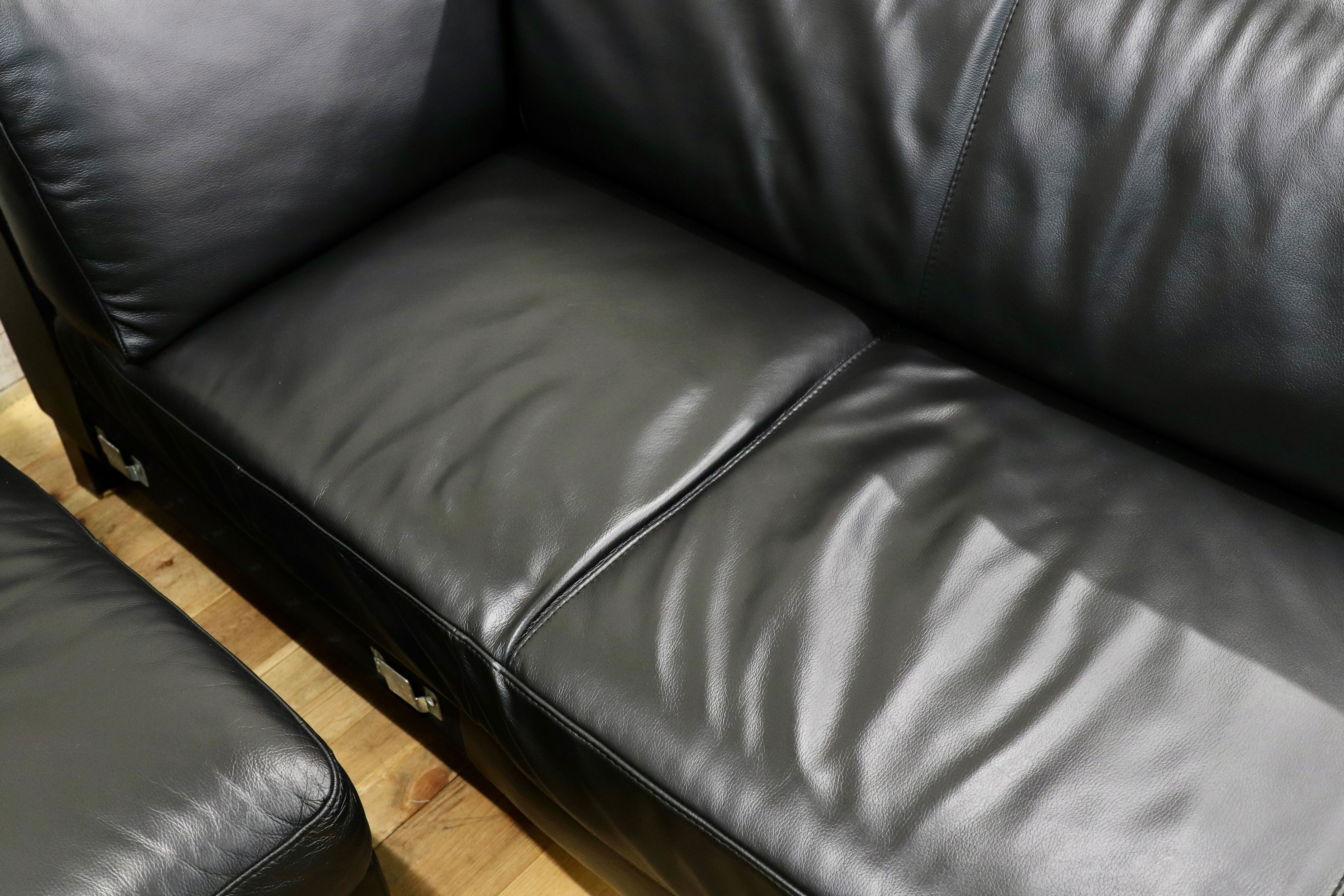 GMIH285○italsofa / イタルソファ 黒 本革 レザー イタリアモダン カウチソファ コーナーソファ ナツッジ スタイリッシュモダン