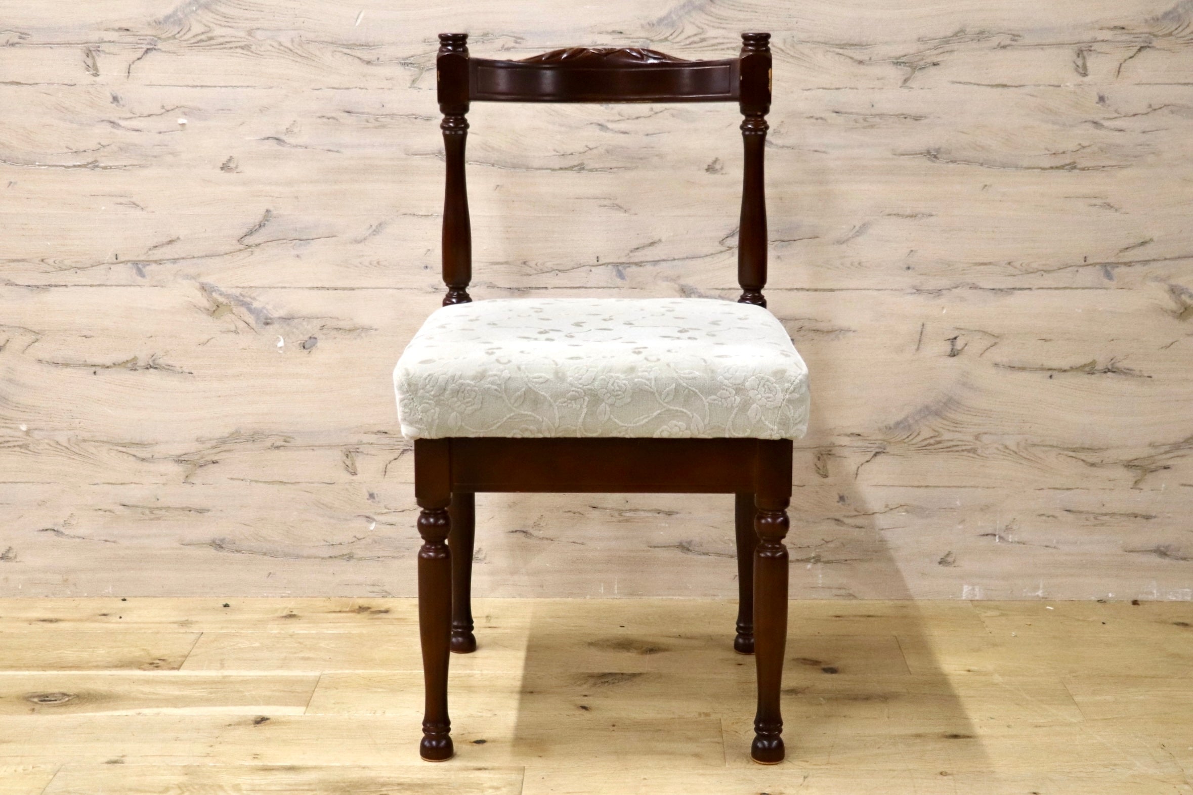 GMJH89A○徳田家具 デスクチェア コンソールチェア アームレスチェア ファブリック ヴィンテージ 昭和レトロ 高級クラシック アンティーク