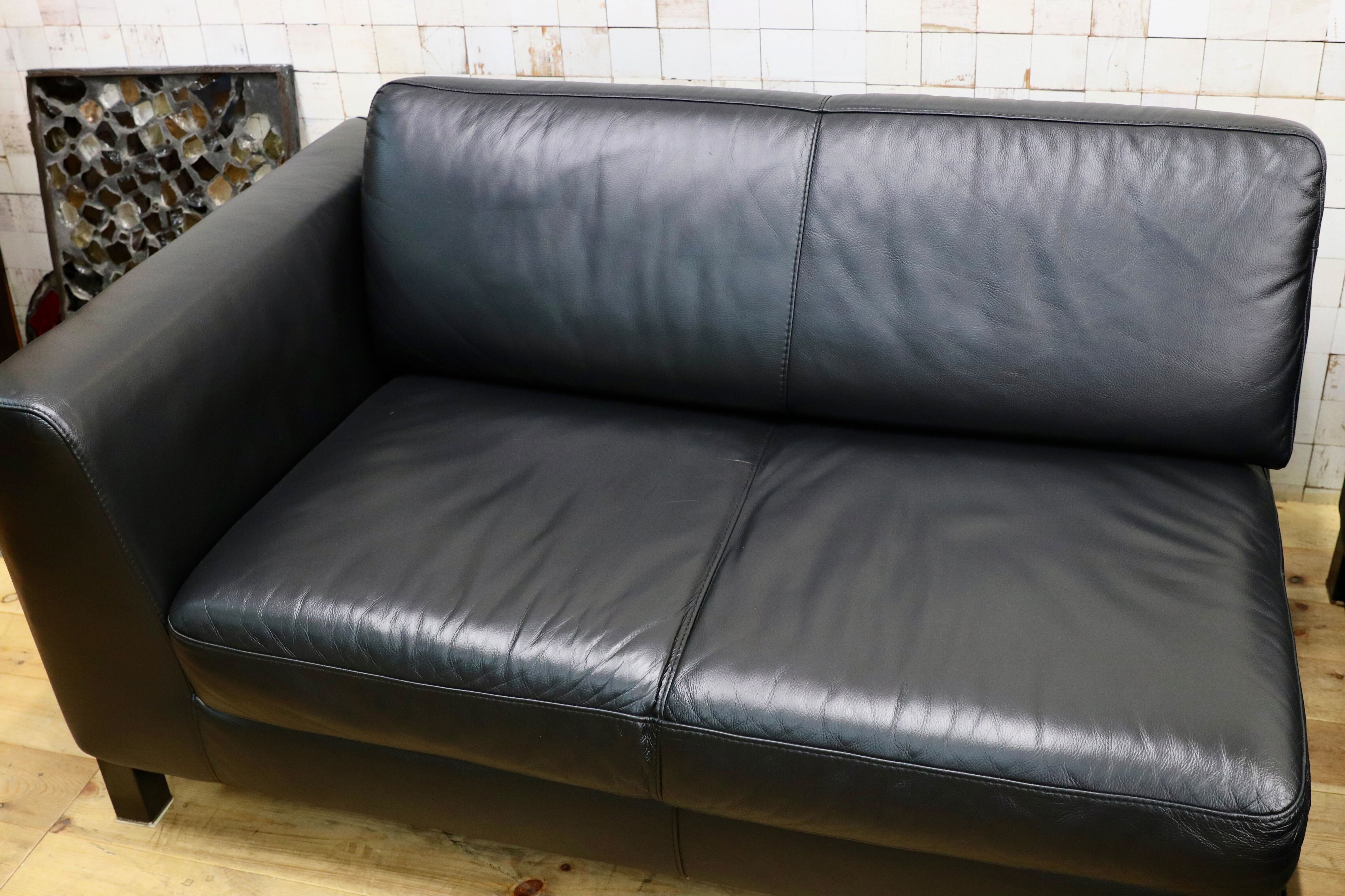 GMIH285○italsofa / イタルソファ 黒 本革 レザー イタリアモダン カウチソファ コーナーソファ ナツッジ スタイリッシュモダン