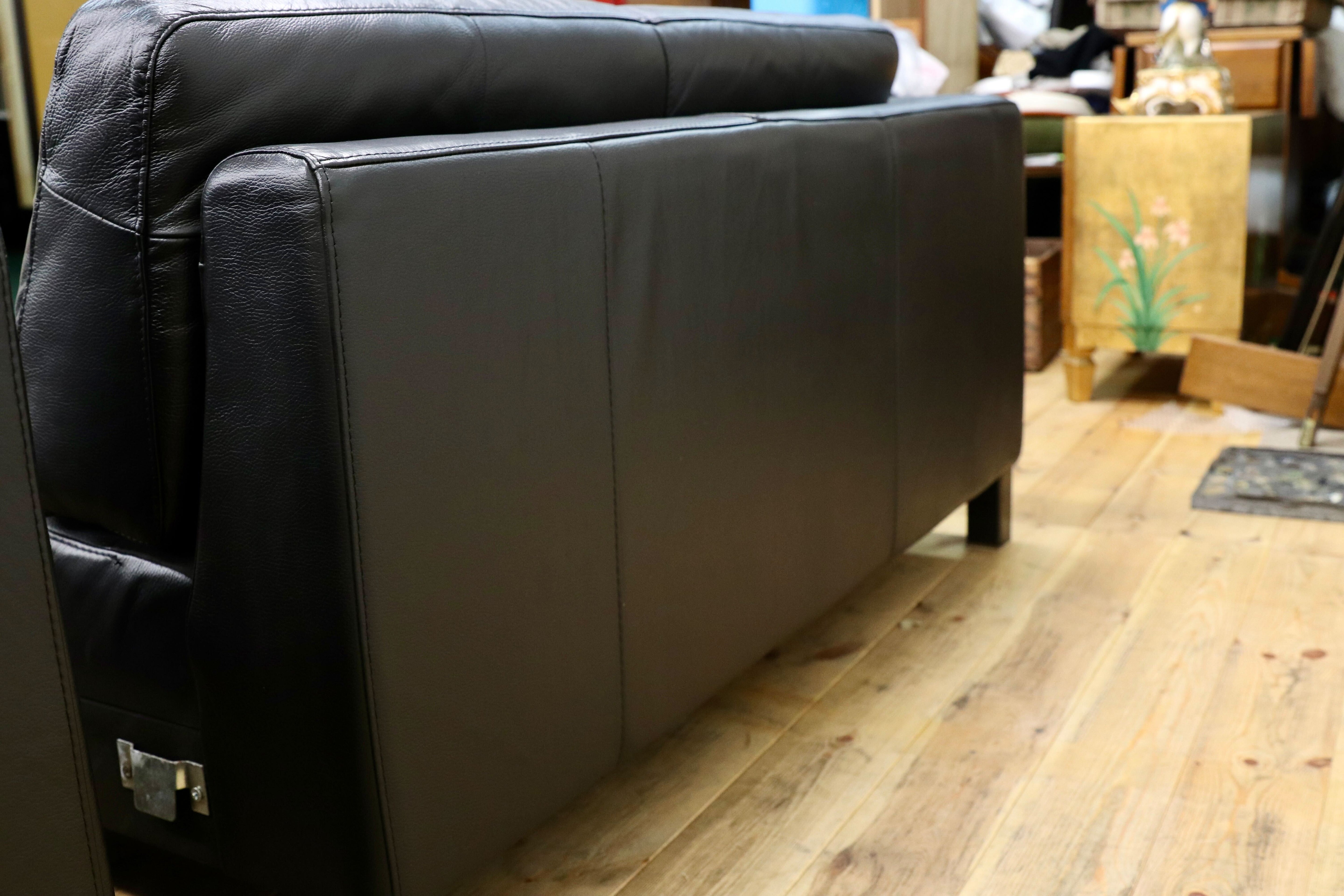 GMIH285○italsofa / イタルソファ 黒 本革 レザー イタリアモダン カウチソファ コーナーソファ ナツッジ スタイリッシュモダン