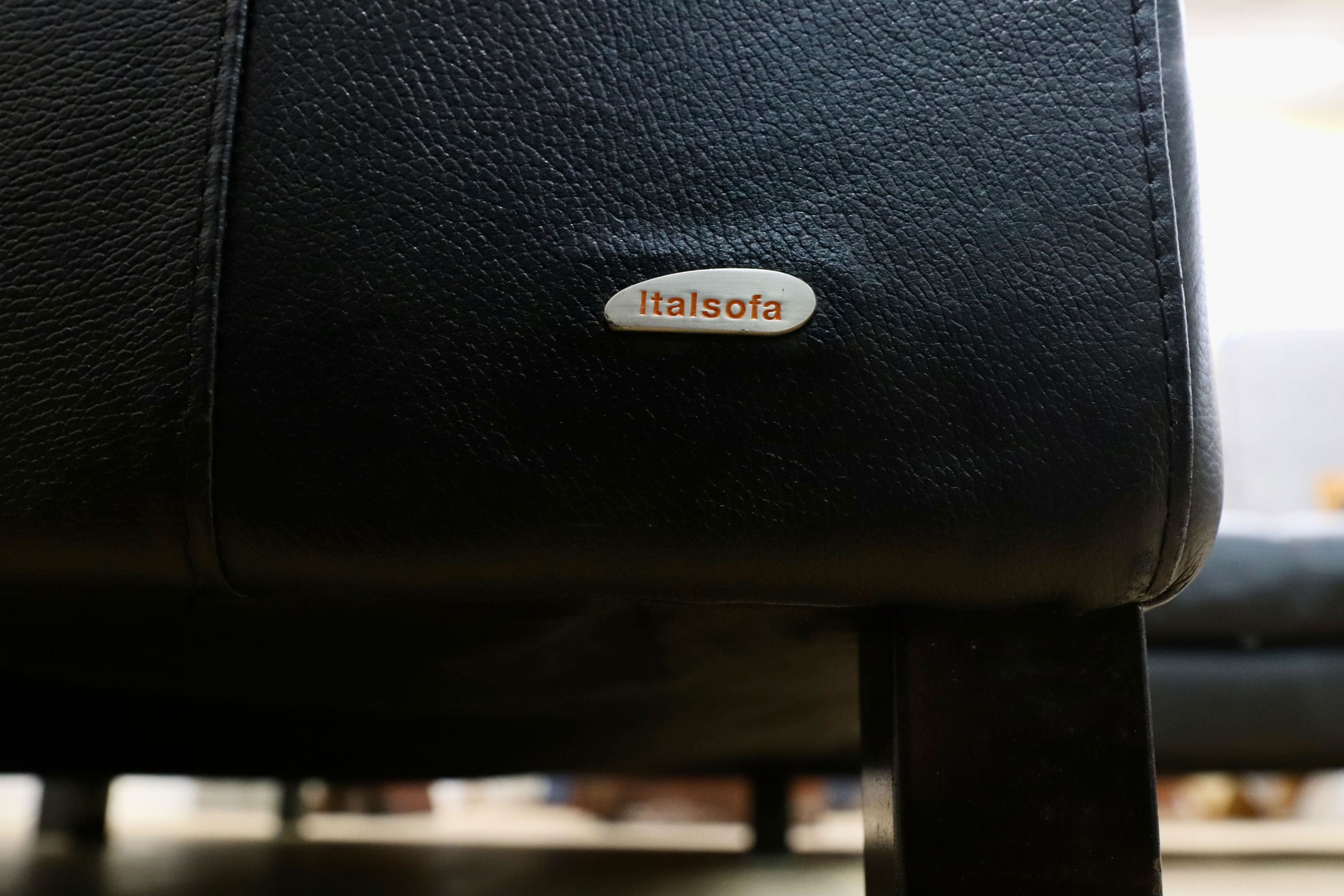 GMIH285○italsofa / イタルソファ 黒 本革 レザー イタリアモダン カウチソファ コーナーソファ ナツッジ スタイリッシュモダン