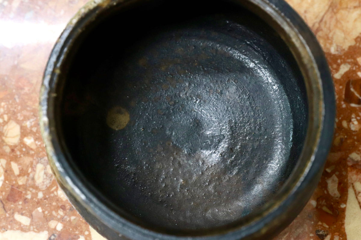 GMJH344C○備前焼 黒備前 茶碗 在銘 窯変 焼締め 茶道具 抹茶碗 茶器 古陶磁 古美術 民藝
