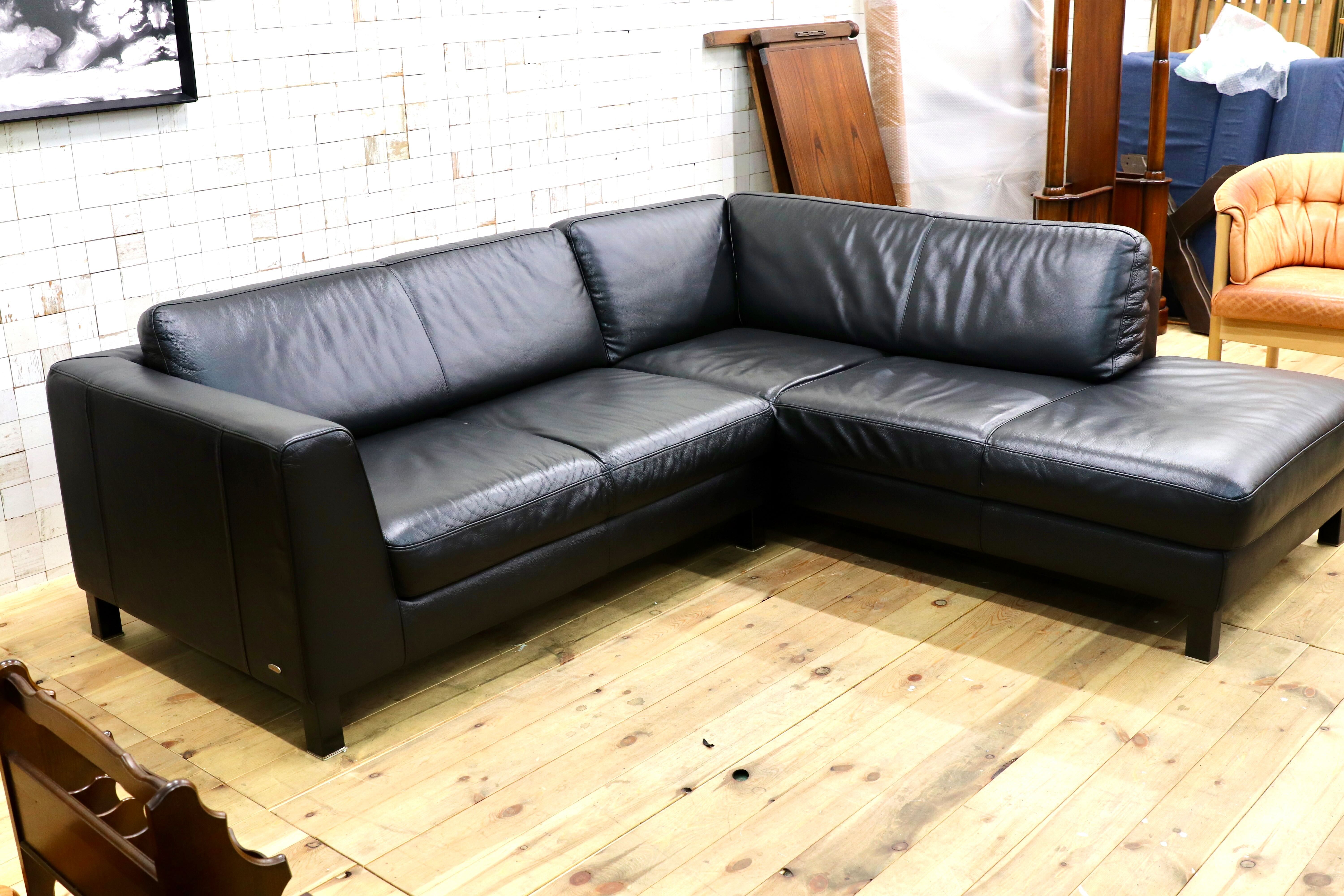 Italsofa イタルソファ 本革レザー黒2人掛けNatuzzi Italia Italsofa イタルソファ 本革レザー黒2人掛けNatuzzi Italia Italsofa