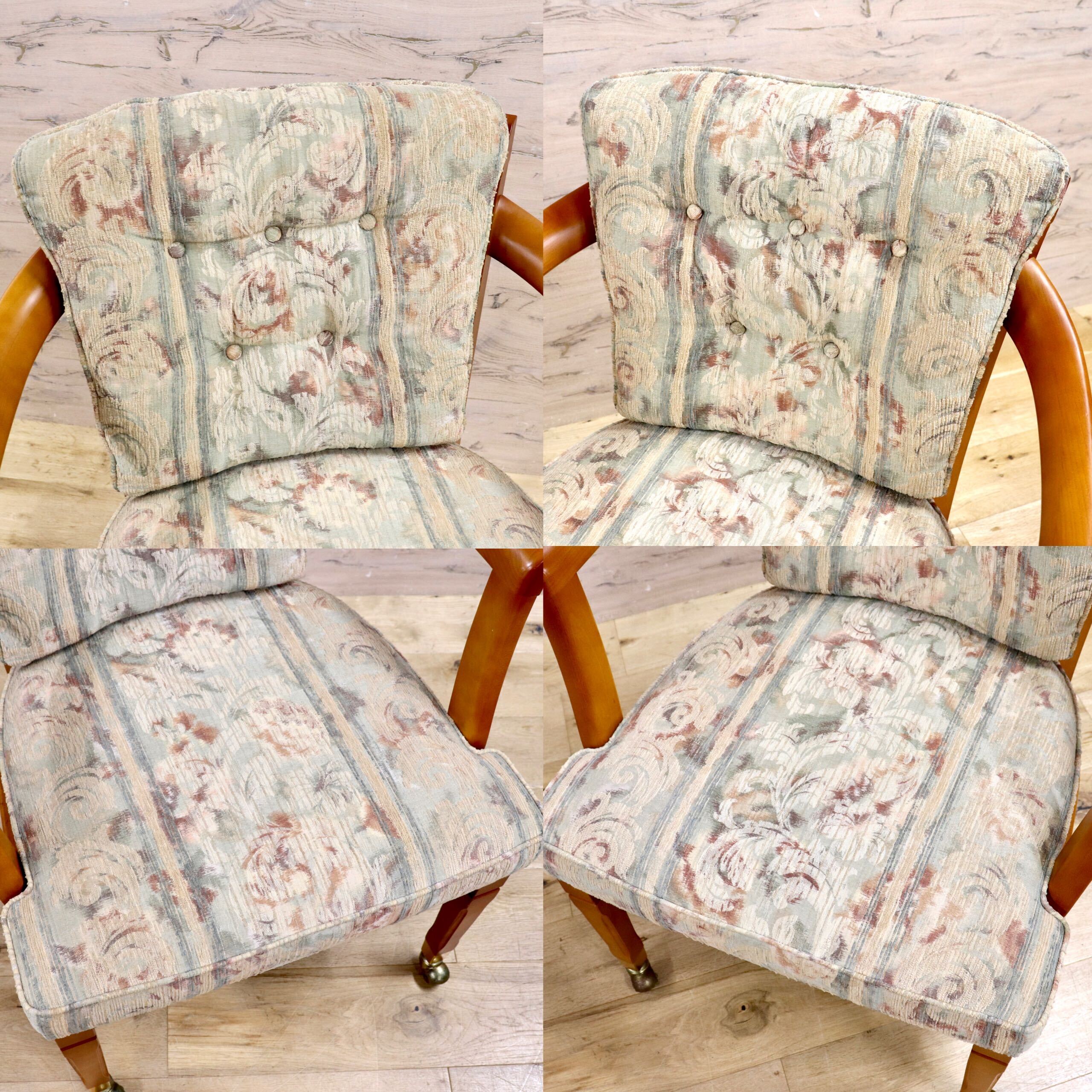 GMIK408B○maruni / マルニ ダイニングチェア 2脚セット アームチェア 椅子 パーティチェア キャスター モダン ファブリック ナチュラル