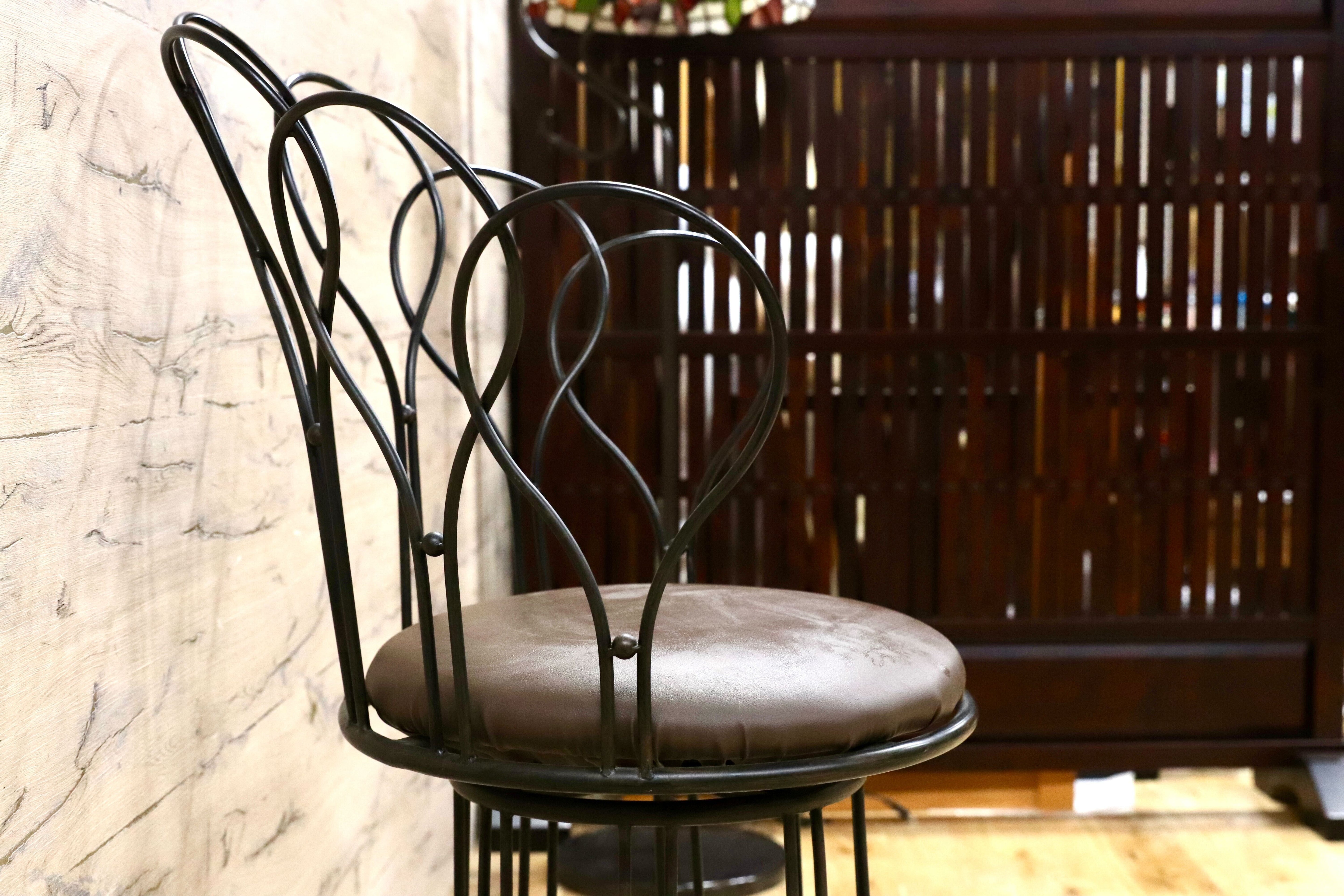 GMHS52C○トスカーナモデル メタルチェア 輸入家具 ヴィンテージ 回転チェア サイドチェア 店舗什器 インテリア オブジェ 合皮 約7.6万