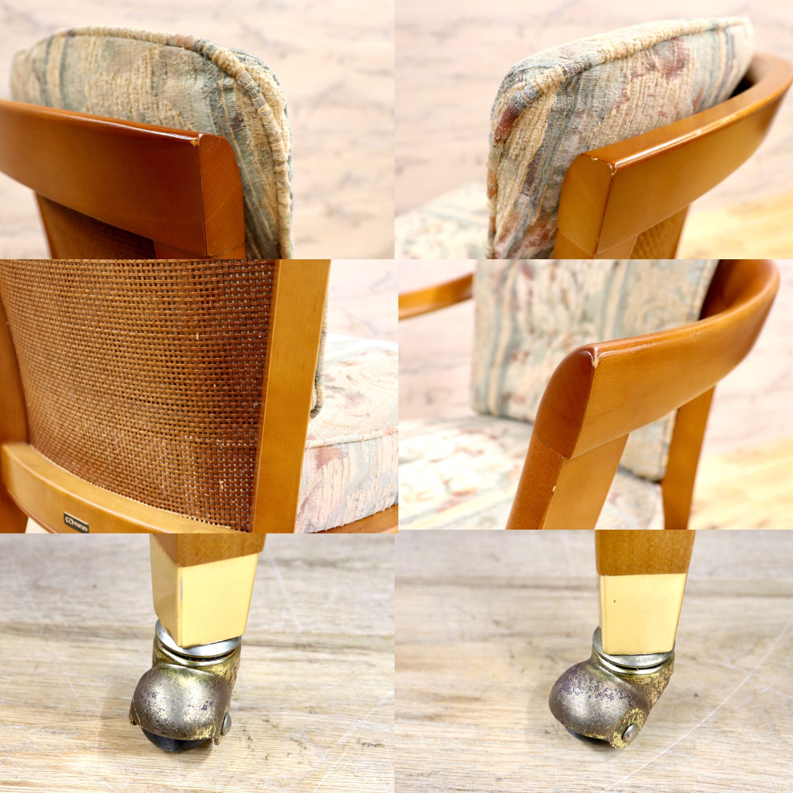 GMIK408B○maruni / マルニ ダイニングチェア 2脚セット アームチェア 椅子 パーティチェア キャスター モダン ファブリック ナチュラル