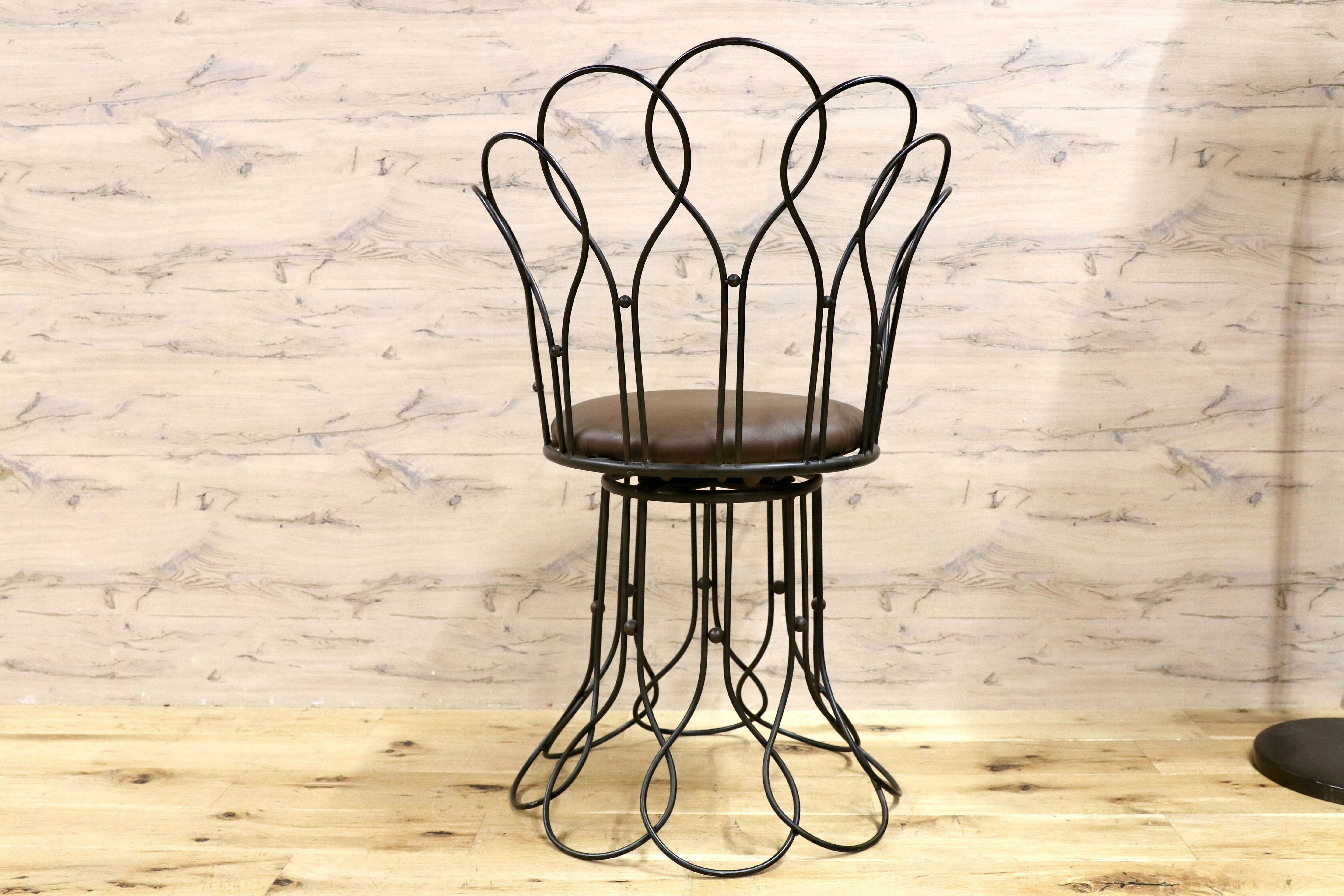 GMHS52C○トスカーナモデル メタルチェア 輸入家具 ヴィンテージ 回転チェア サイドチェア 店舗什器 インテリア オブジェ 合皮 約7.6万