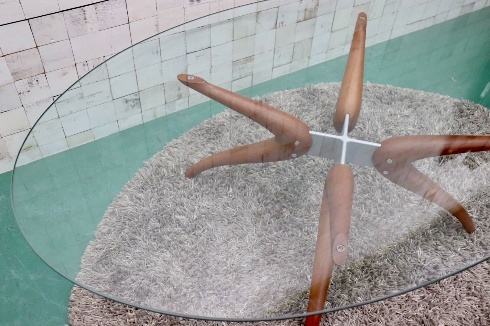 GMFT281○porada / ポラダ DENUO デヌオ センターテーブル ガラステーブル コーヒーテーブル チェリー材 ACTUS 定価約21万