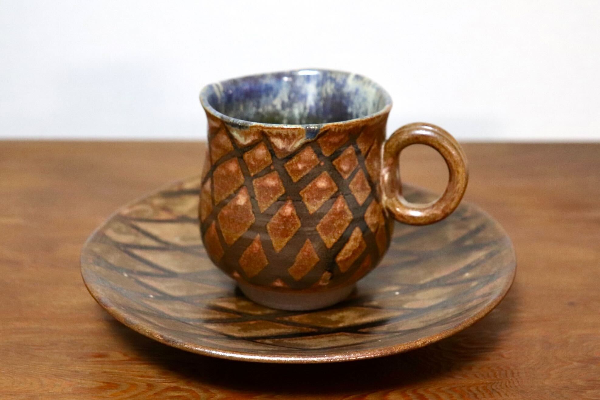 GMIO439A○千代市陶房 清水千代市 丹波焼 コーヒー碗皿 伝統工芸