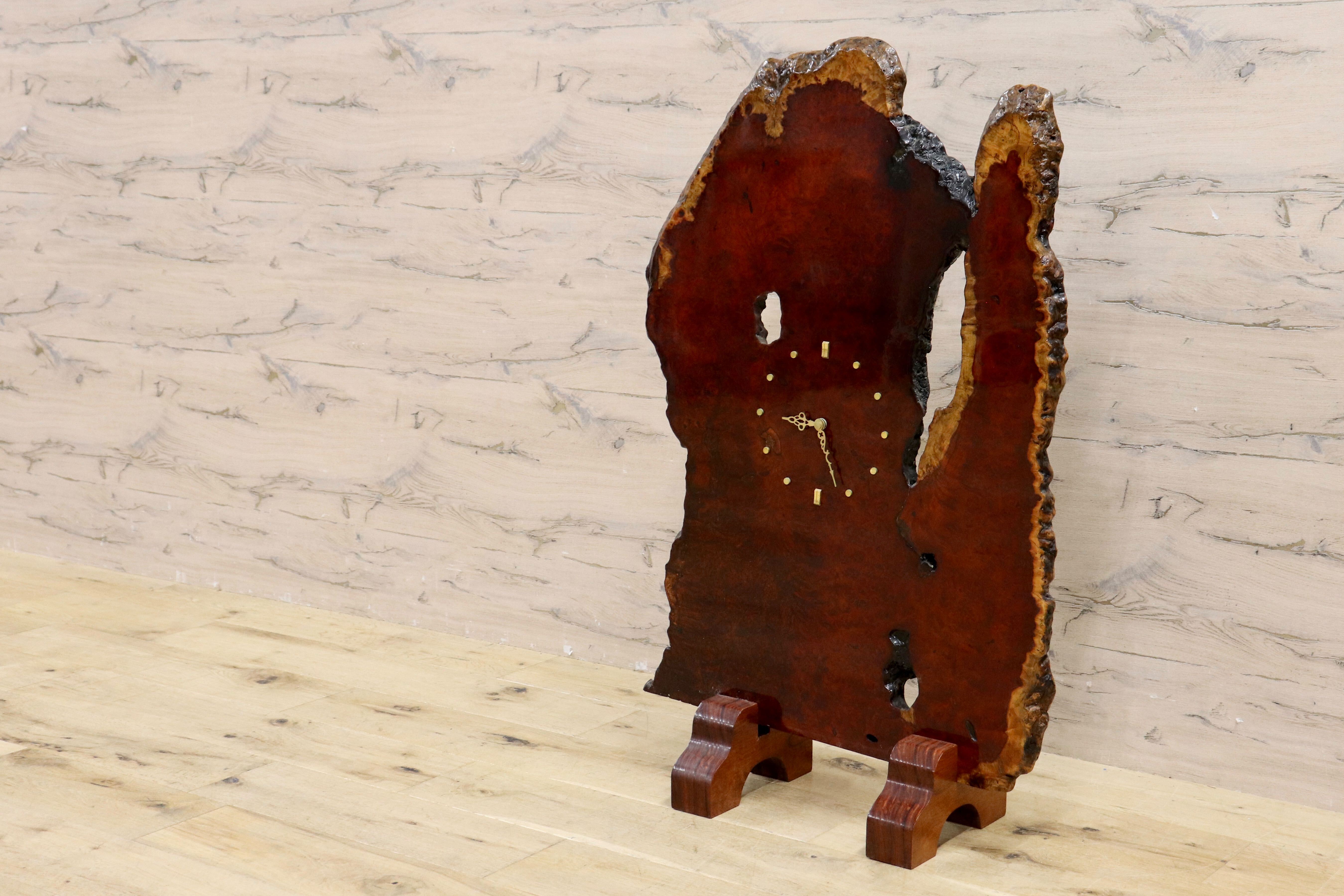 GMIS55○花梨材 一枚板 時計 置き時計 パーテーション 間仕切り 飾り板 和家具 和モダン 和室 古民家 無垢材 天然木