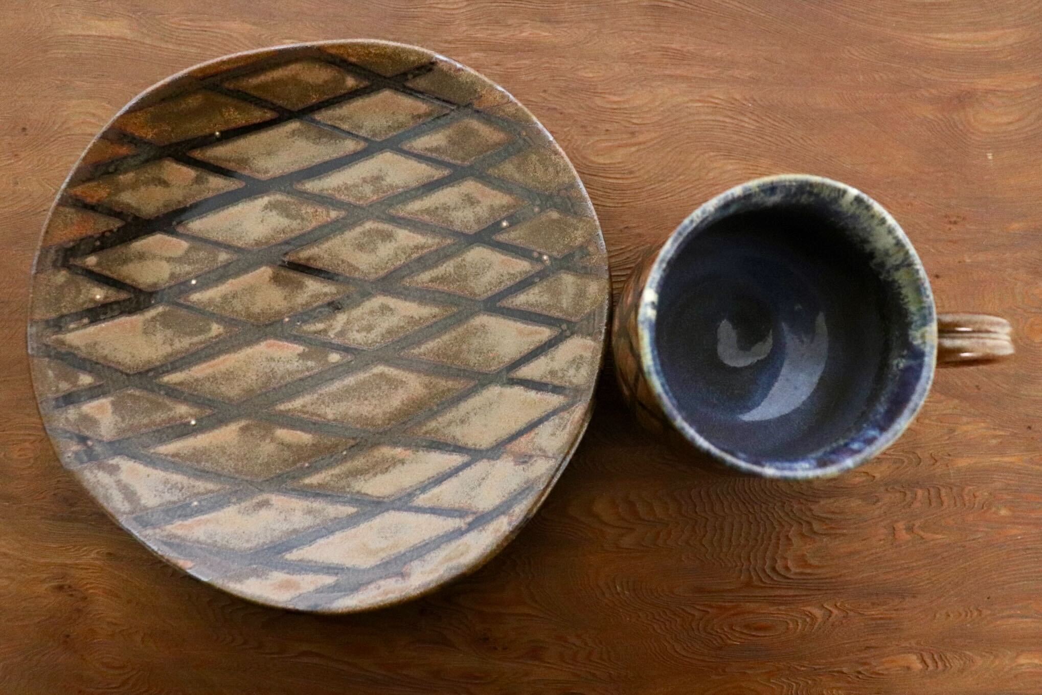 GMIO439A○千代市陶房 清水千代市 丹波焼 コーヒー碗皿 伝統工芸