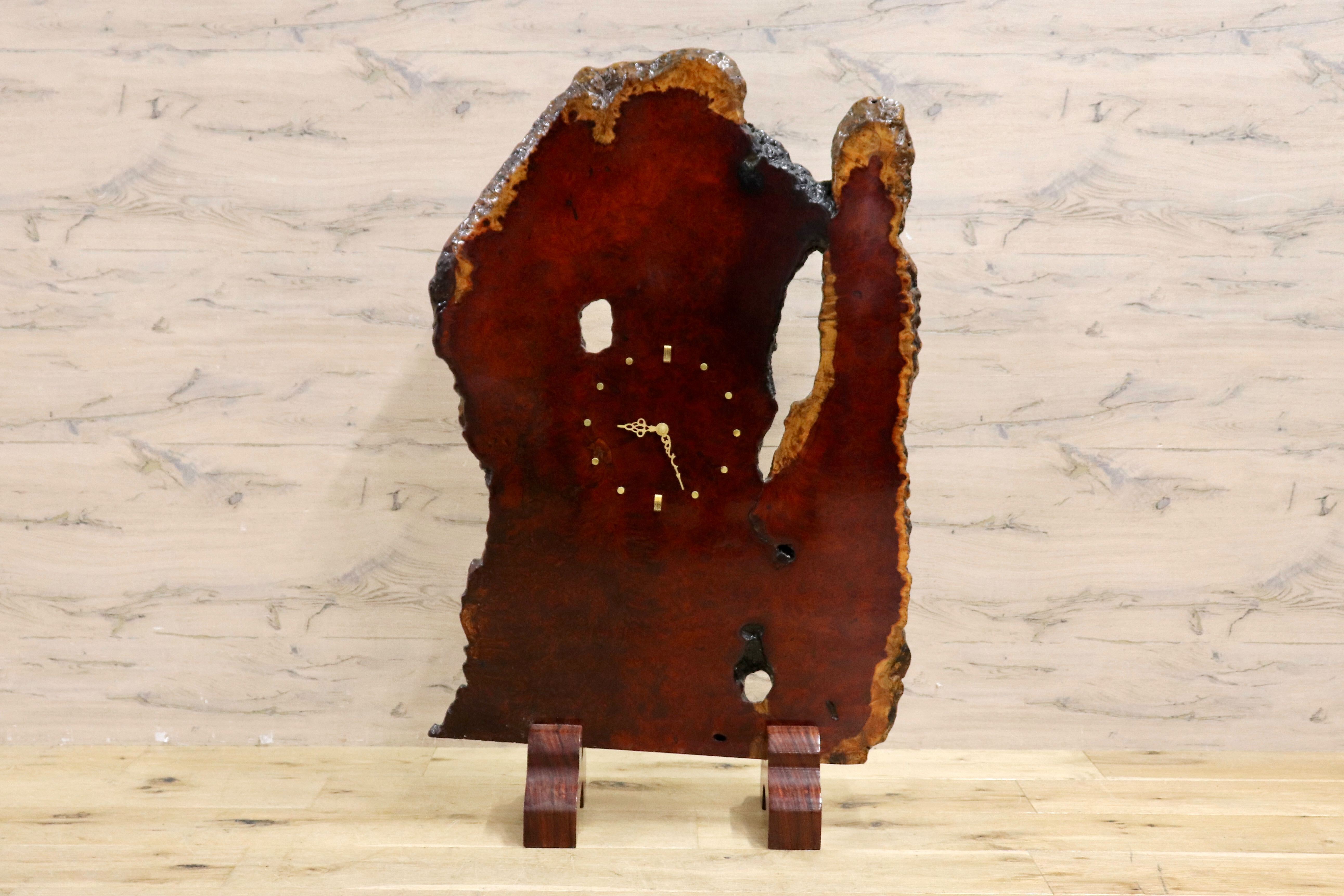 GMIS55○花梨材 一枚板 時計 置き時計 パーテーション 間仕切り 飾り板 和家具 和モダン 和室 古民家 無垢材 天然木