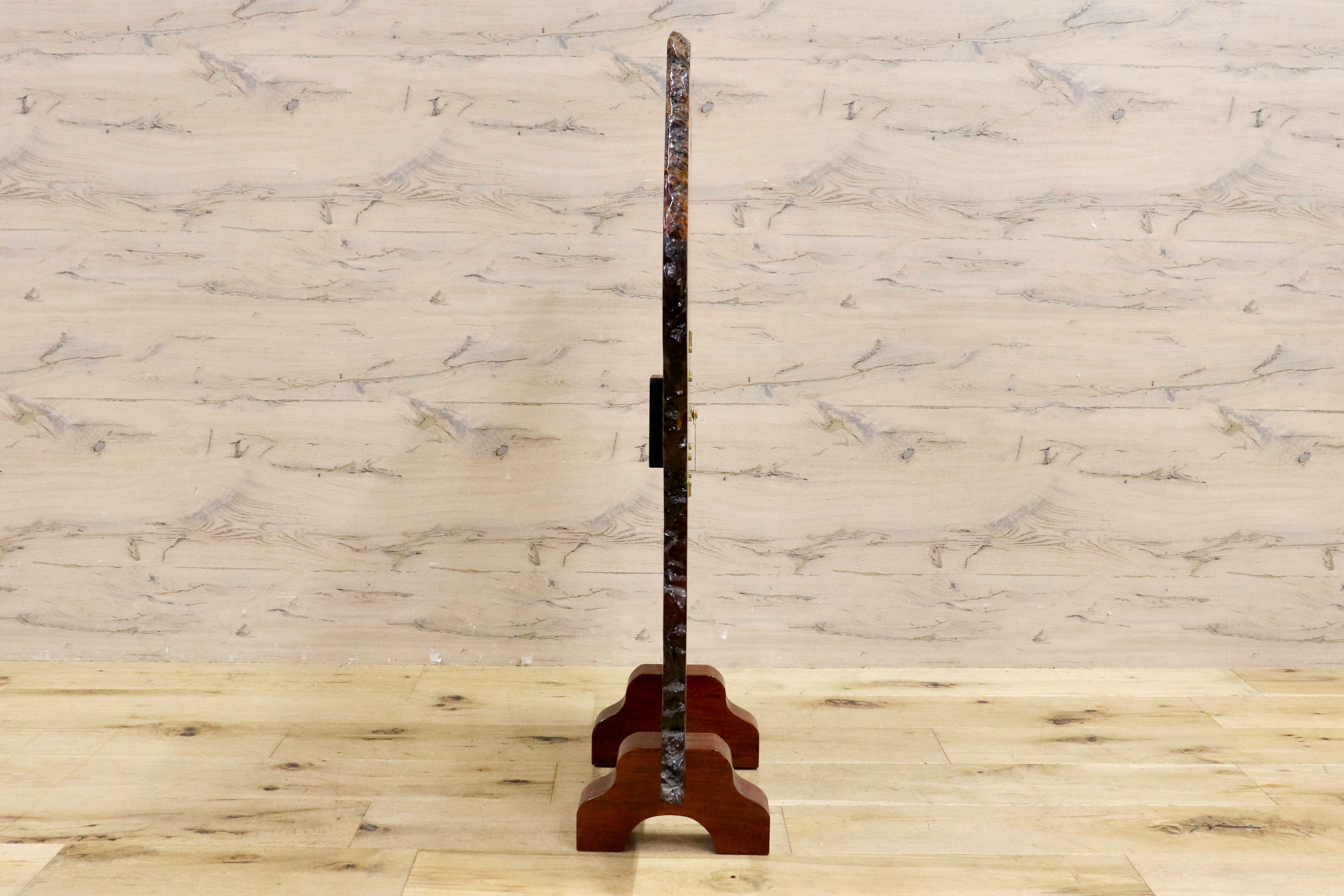 GMIS55○花梨材 一枚板 時計 置き時計 パーテーション 間仕切り 飾り板 和家具 和モダン 和室 古民家 無垢材 天然木