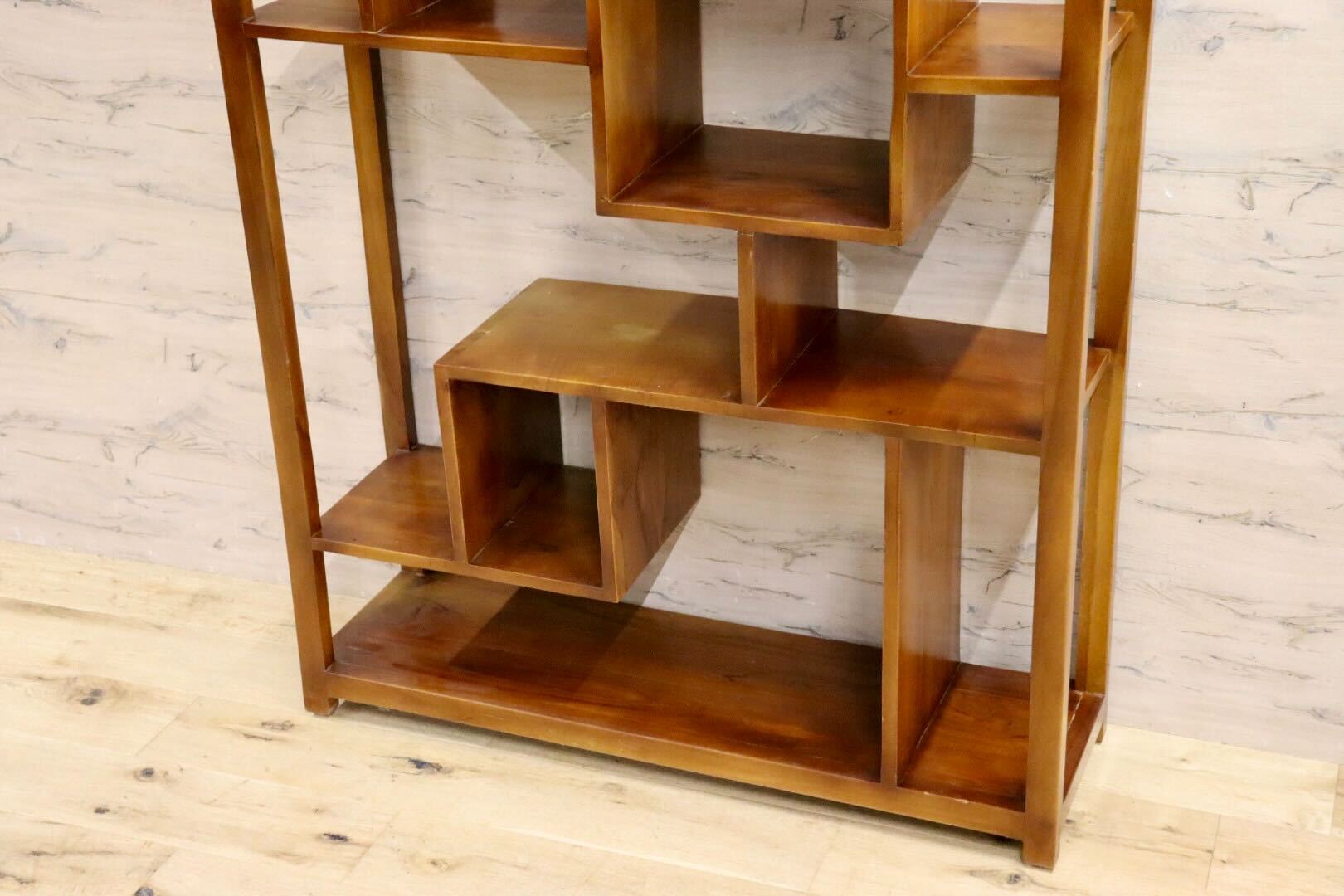 GMIH294○チーク無垢材 オープンシェルフ ラック 飾り棚 ディスプレイ棚 リビング収納 インテリア アジアン 店舗什器