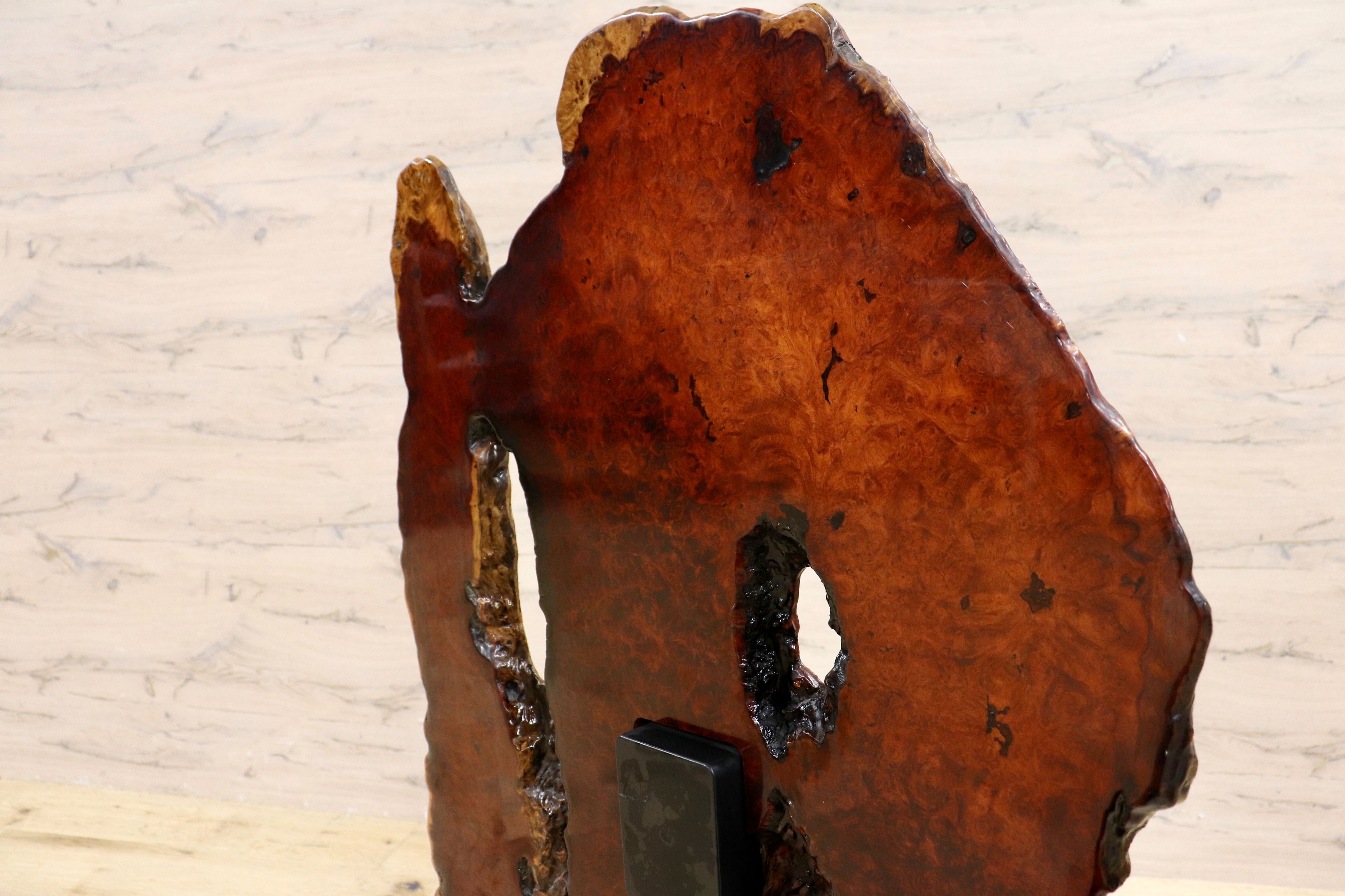 GMIS55○花梨材 一枚板 時計 置き時計 パーテーション 間仕切り 飾り板 和家具 和モダン 和室 古民家 無垢材 天然木