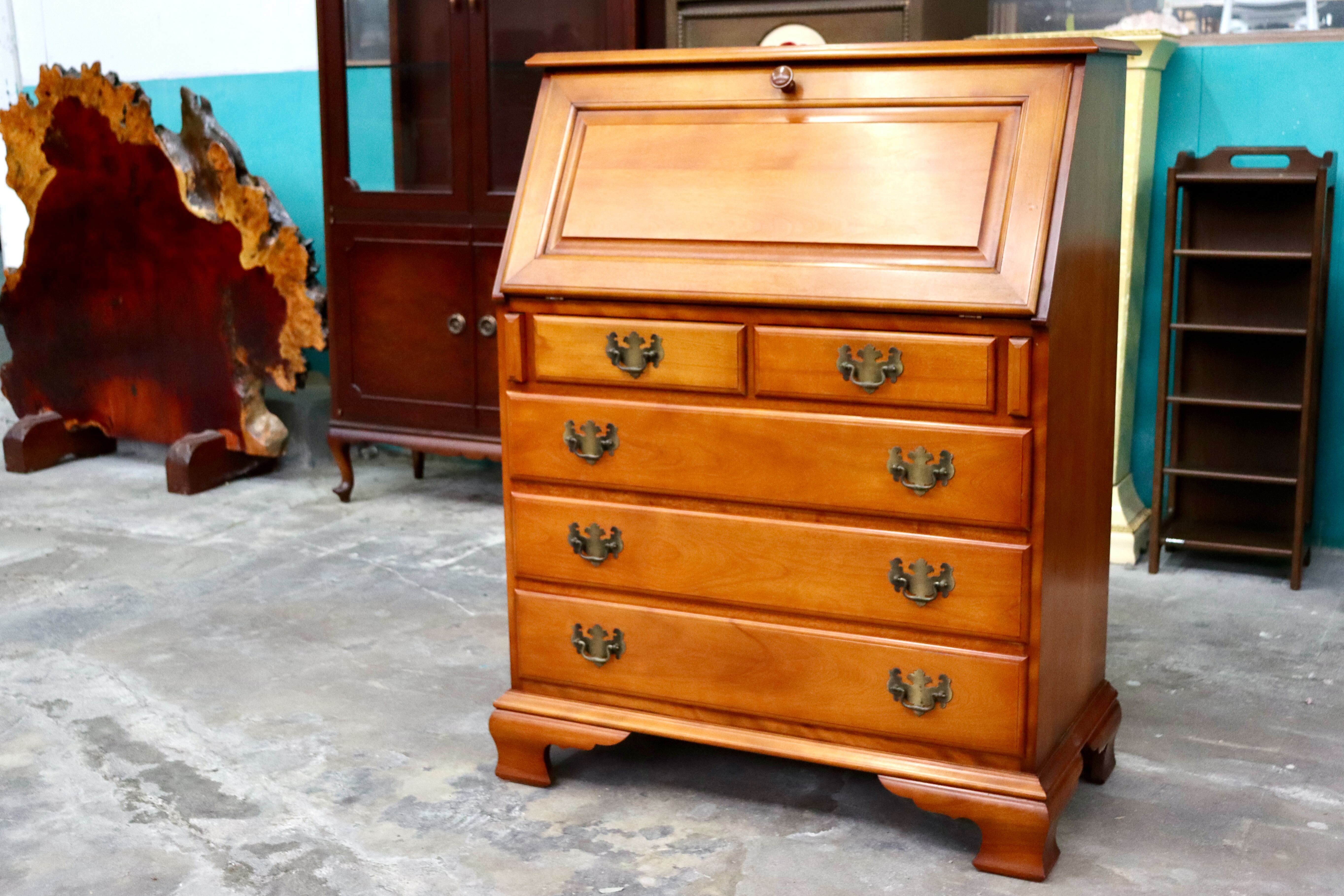 GMIK744○横浜ダニエル / Daniel ライティングビューロー 学習机 書斎机 勉強机 樺桜 アーリーアメリカン クラシック 定価約46万