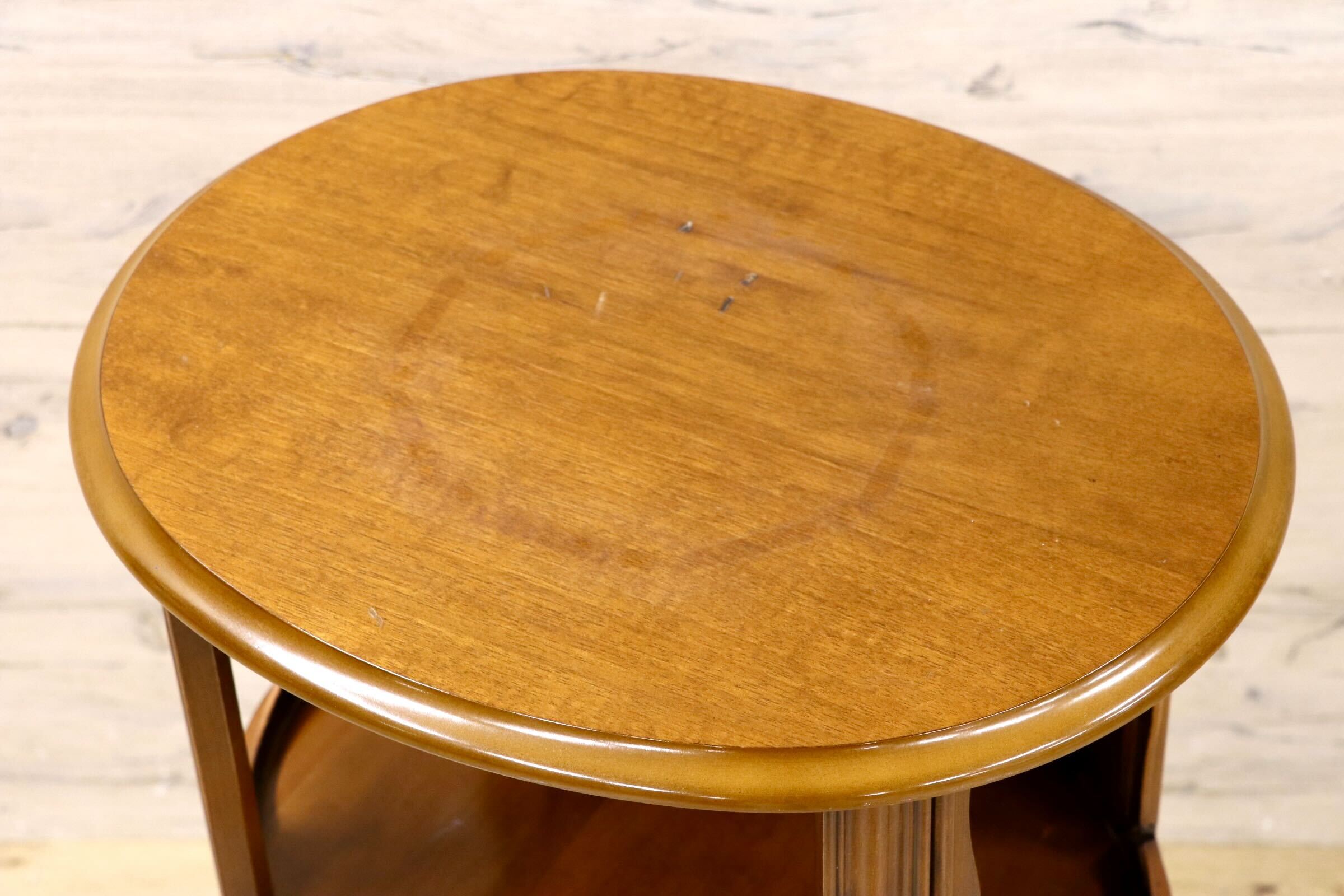 GMIK833○イタリア製 サイドテーブル ラウンドチェスト コンソール ナイトテーブル クラシック 猫脚 2段引き出し 木製 電話台 彫刻