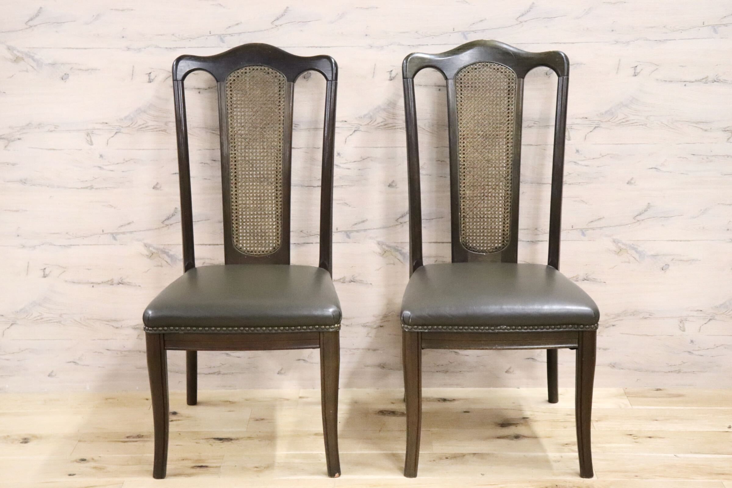 GMGN50C○maruni / マルニ ダイニングチェア 椅子 2脚セット ハイバックチェア 本革 レザー クラシック ヴィンテージ 定価約16万