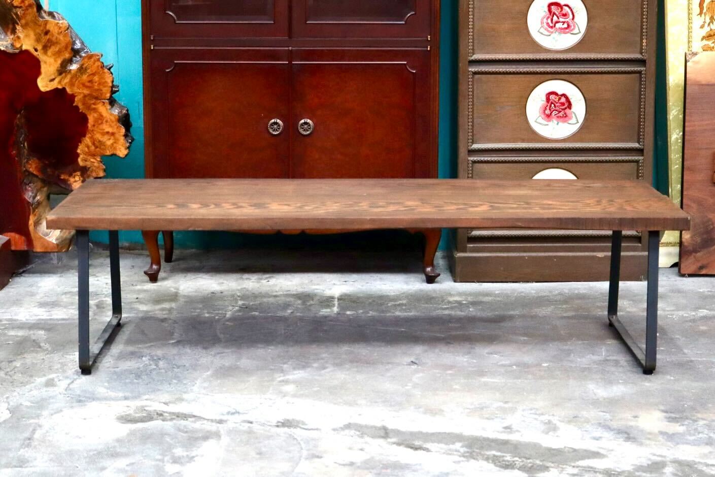 GMIH427C○センターテーブル 長椅子 ベンチ チェア 花台 机 ローテーブル 無垢材 インダストリアル ヴィンテージ