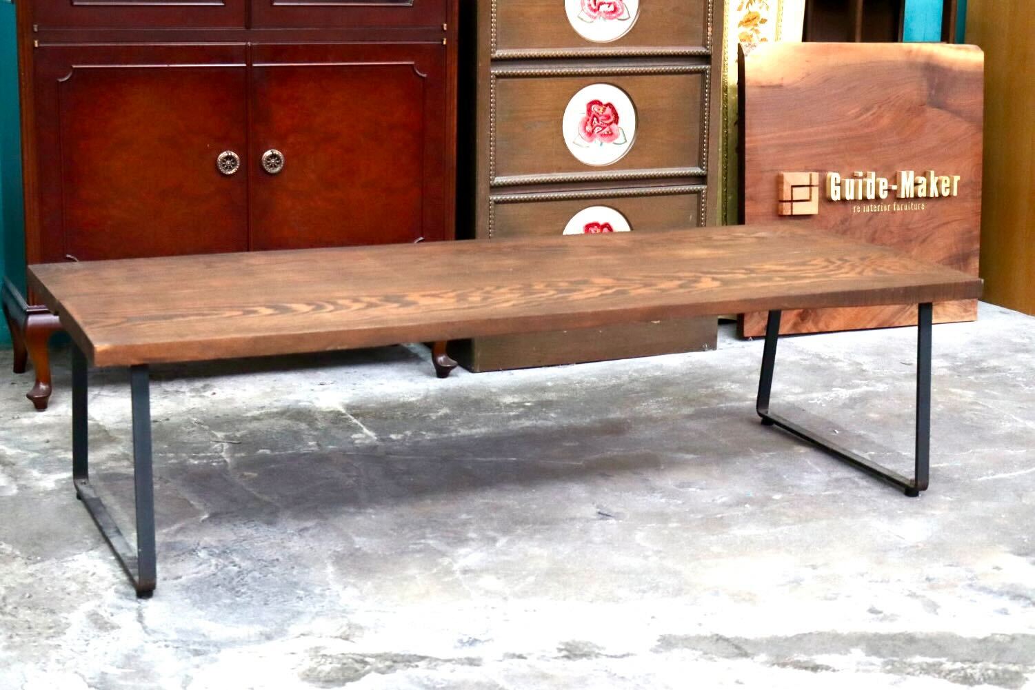 GMIH427C○センターテーブル 長椅子 ベンチ チェア 花台 机 ローテーブル 無垢材 インダストリアル ヴィンテージ