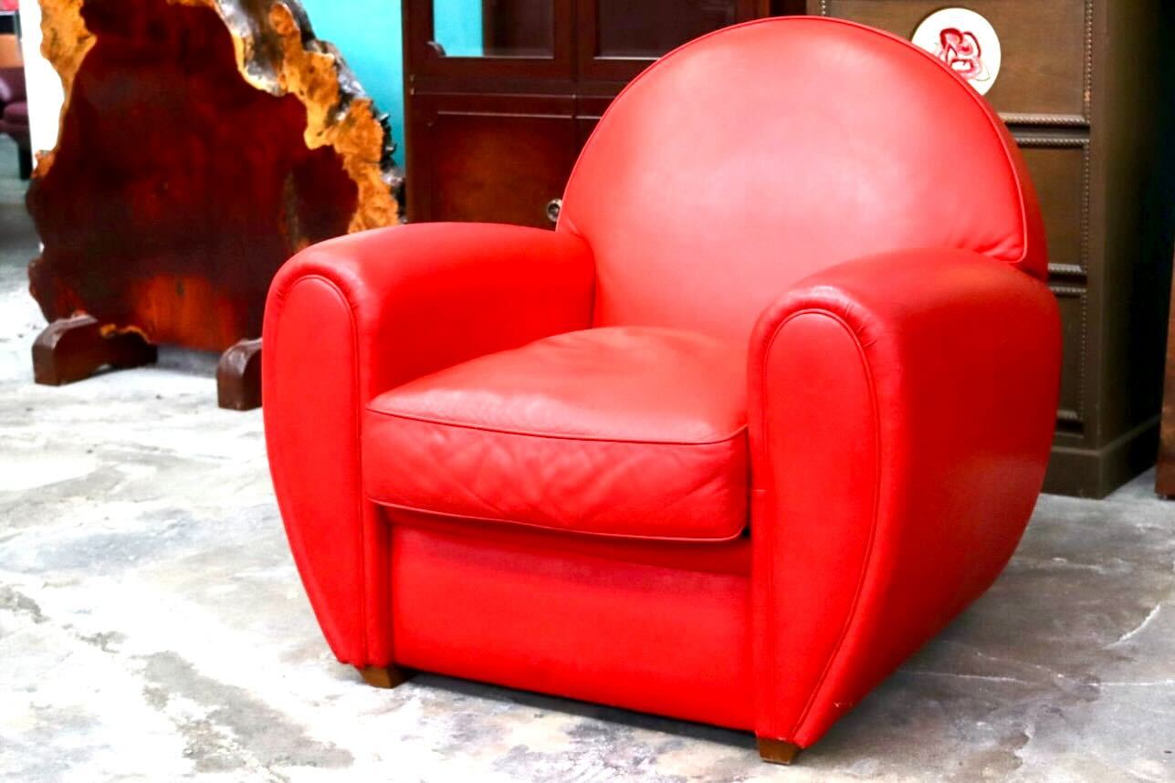 GMIS523○Bernard Massot Vanity Fair ヴァニティフェア ラウンジチェア 1人掛けソファ 本革 フランス リプロダクト 検)ポルトローナフラウ