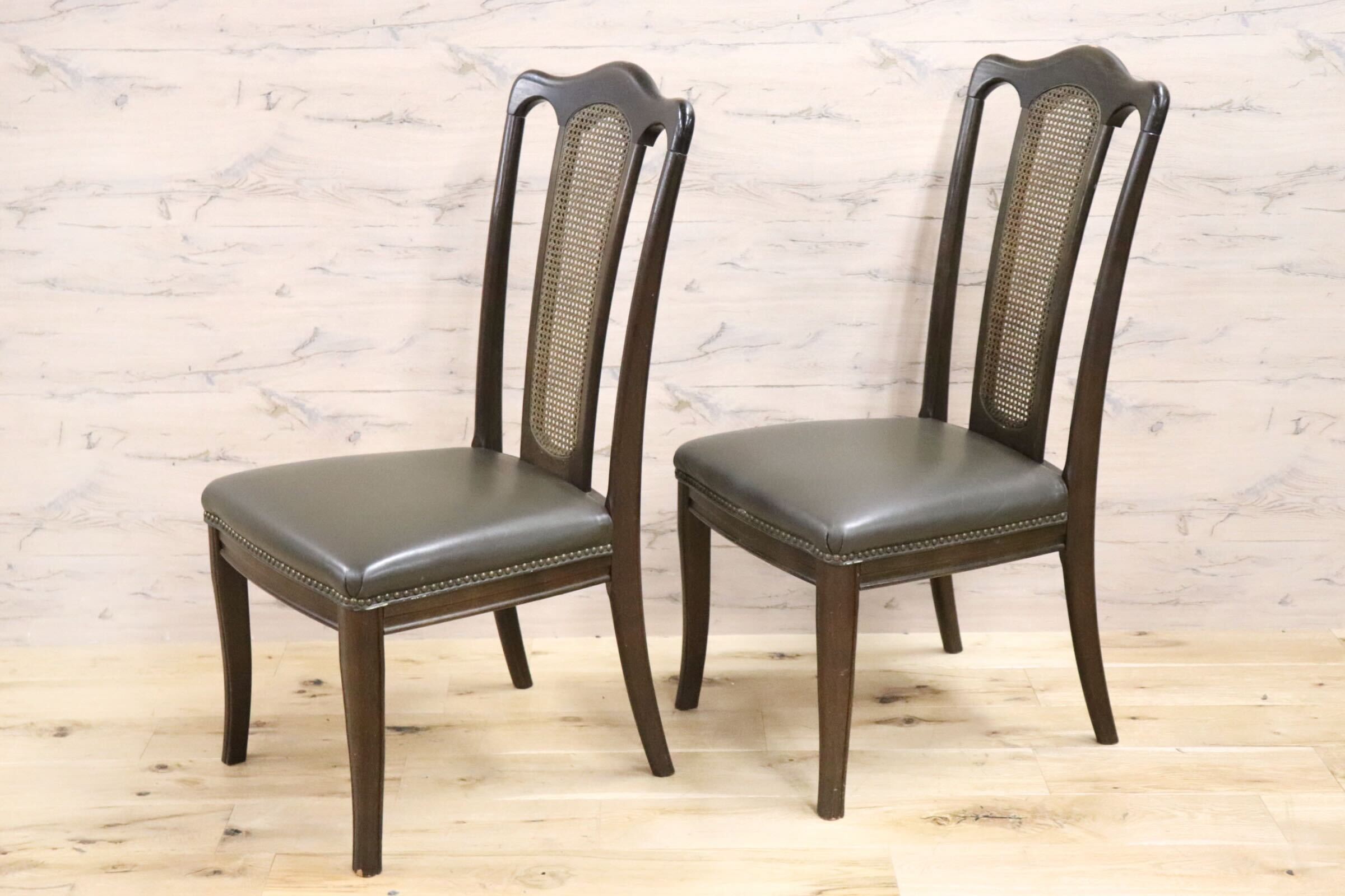 GMGN50C○maruni / マルニ ダイニングチェア 椅子 2脚セット ハイバックチェア 本革 レザー クラシック ヴィンテージ 定価約16万