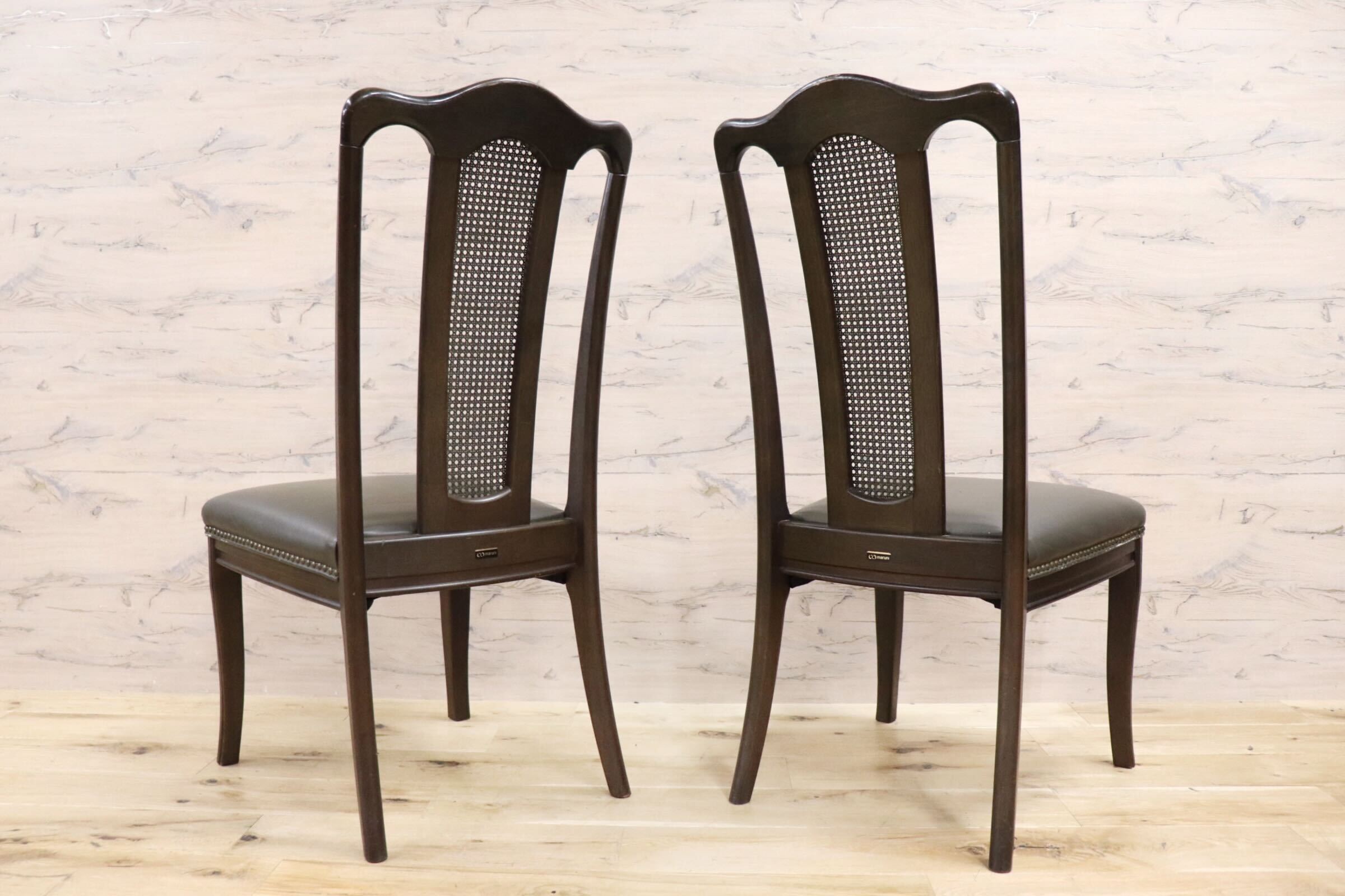 GMGN50C○maruni / マルニ ダイニングチェア 椅子 2脚セット ハイバックチェア 本革 レザー クラシック ヴィンテージ 定価約16万