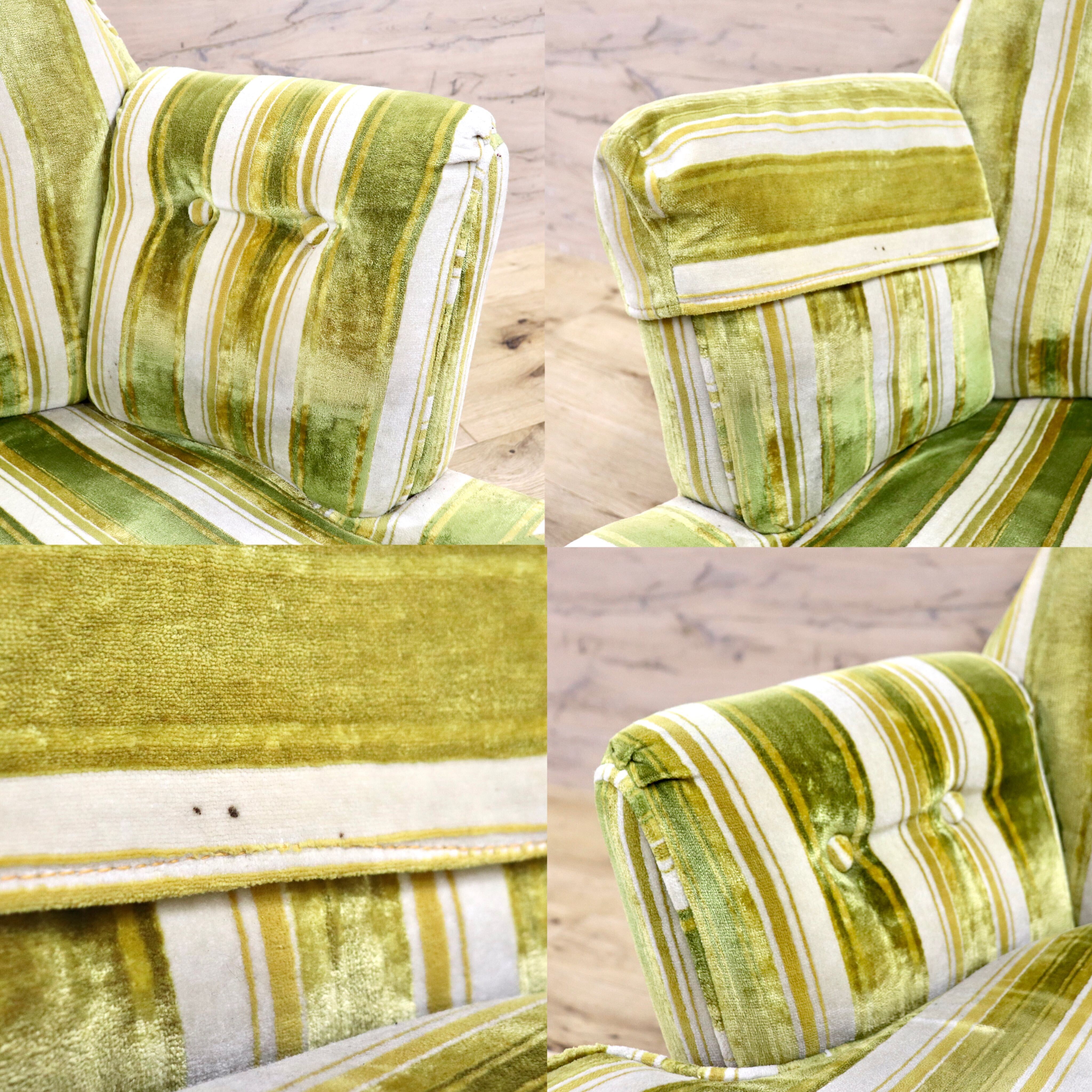 GMHK724A○BEAU CRAFT シングルソファ 1人掛けソファ ラウンジチェア ストライプ ファブリック ヴィンテージ アンティーク