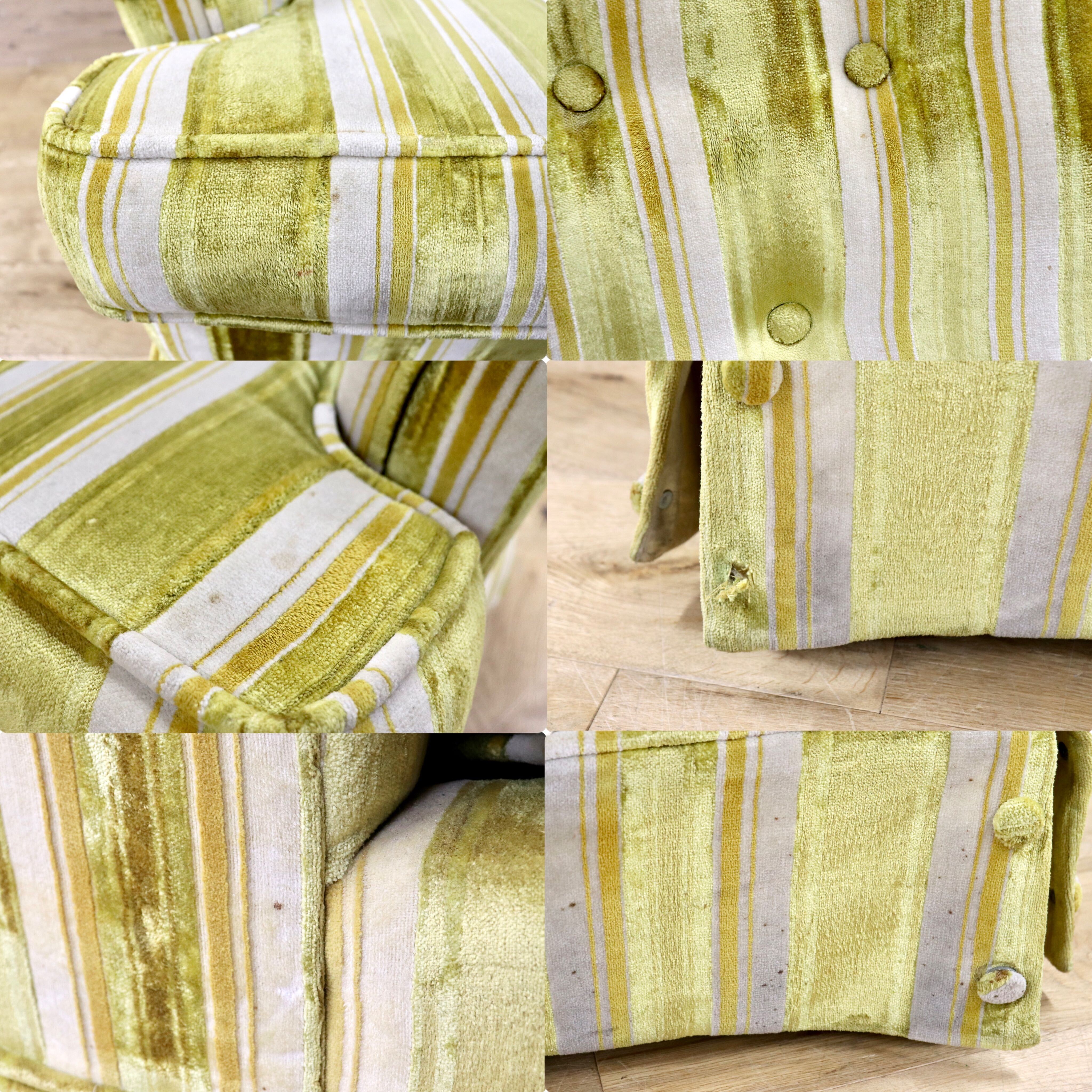 GMHK724A○BEAU CRAFT シングルソファ 1人掛けソファ ラウンジチェア ストライプ ファブリック ヴィンテージ アンティーク